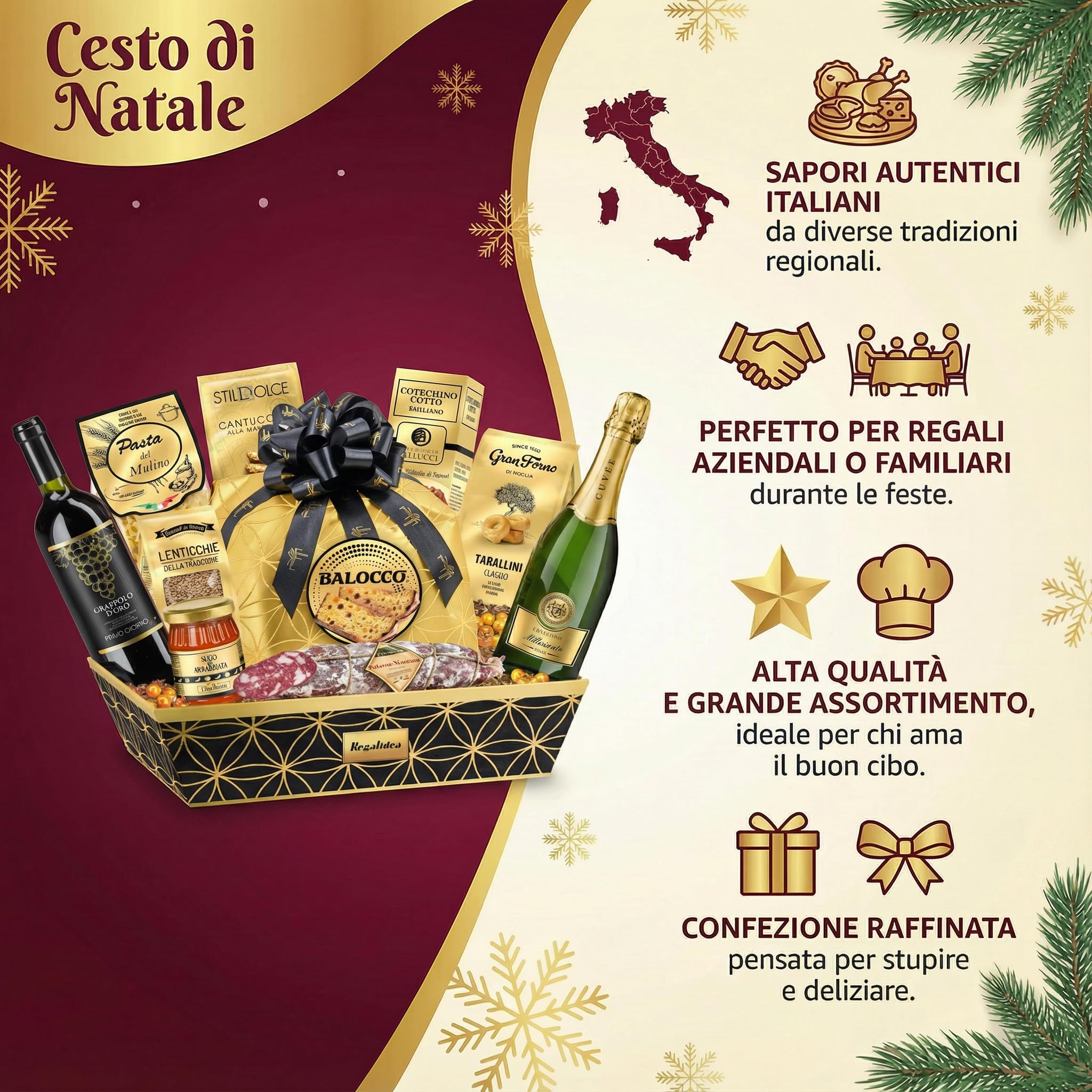 Confezione Cesto Natalizio "GIGLIO" da 11 Pezzi