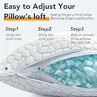 Vista 9 de QUTOOL - Lujosa almohada hipoalergénica, espuma viscoelástica, gel triturado, sistema enfriado, relleno regulable, funda de bambú extraíble