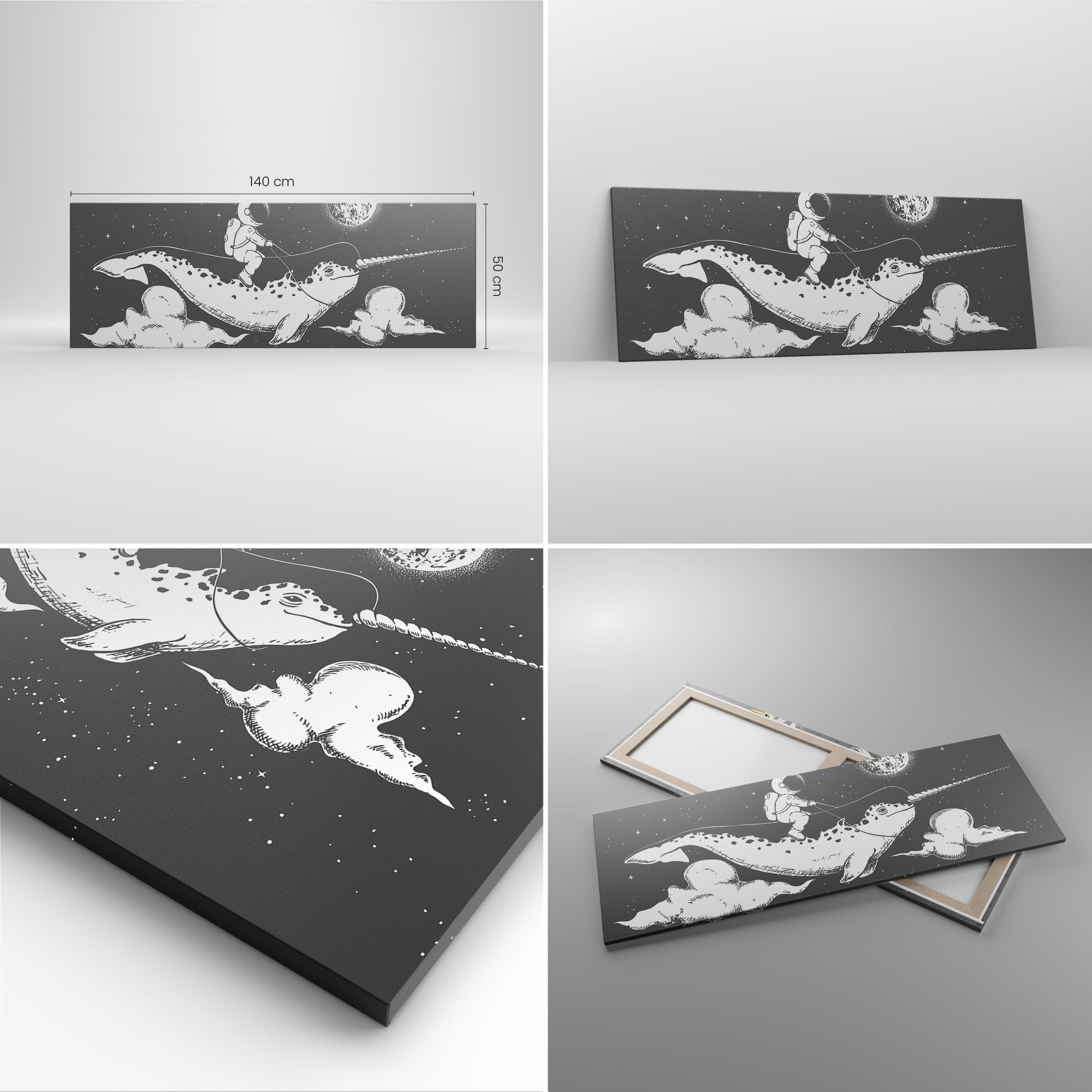 ARTTOR Leinwandbild 140x50cm Wandbild Schwarz-Weiß Kinder - 5467