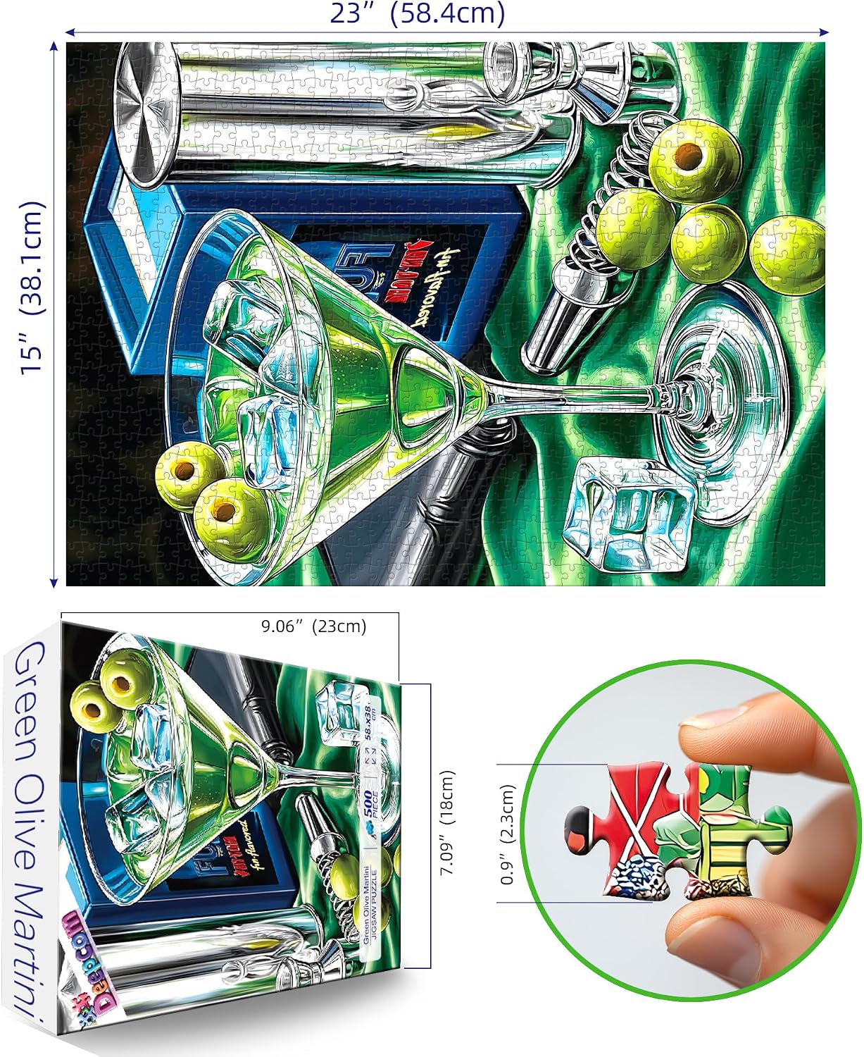 Martini Jigsaw Puzzle for Adults 500 Piece, Cocktail Puzzle with Reference Poster, Stress-Relief Entertainment Game, Gift for Bartender and Cocktail Enthusiasts, 23x15 Inches Decorative Artwork image 2