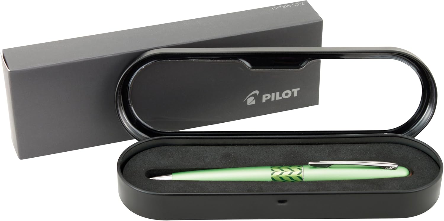 PILOT MR Retro Pop Collection Ballpoint Pen in Gift Box, Green Barrel with Marble Accent, Medium Point Stainless Steel Nib, Refillable Black Ink (91421)