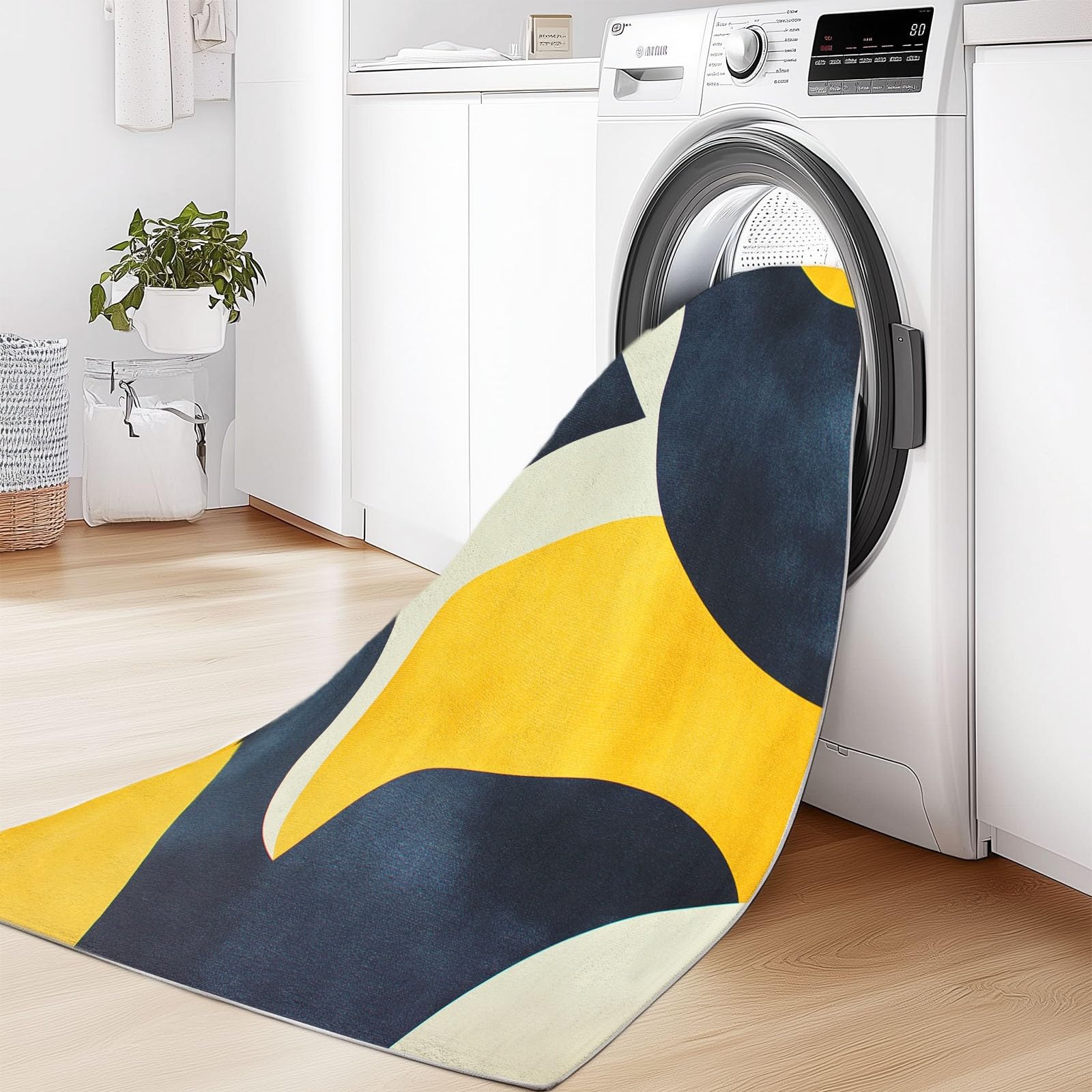 Generico Tappeto Salotto Moderno Pelo Corto - Tappeti Giallo senape grigio antracite Geometria Soggiorno - Tappeti Camera da Letto - Tappeto Salotto Grandi Dimesnioni - 120 x 180cm
