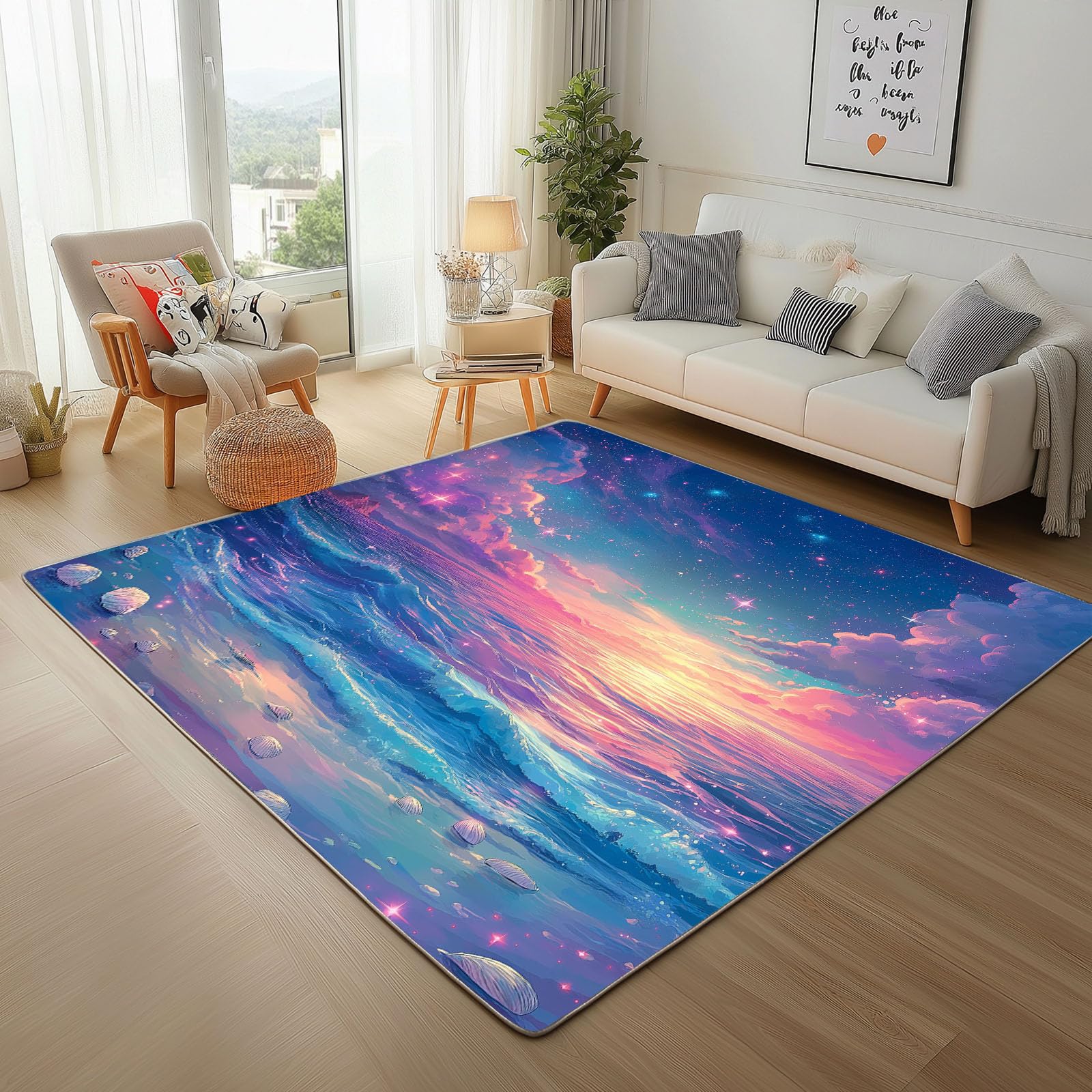 Tapis lavable en machine antidérapant 160 x 230 pour simplifier l'entretien du salon
