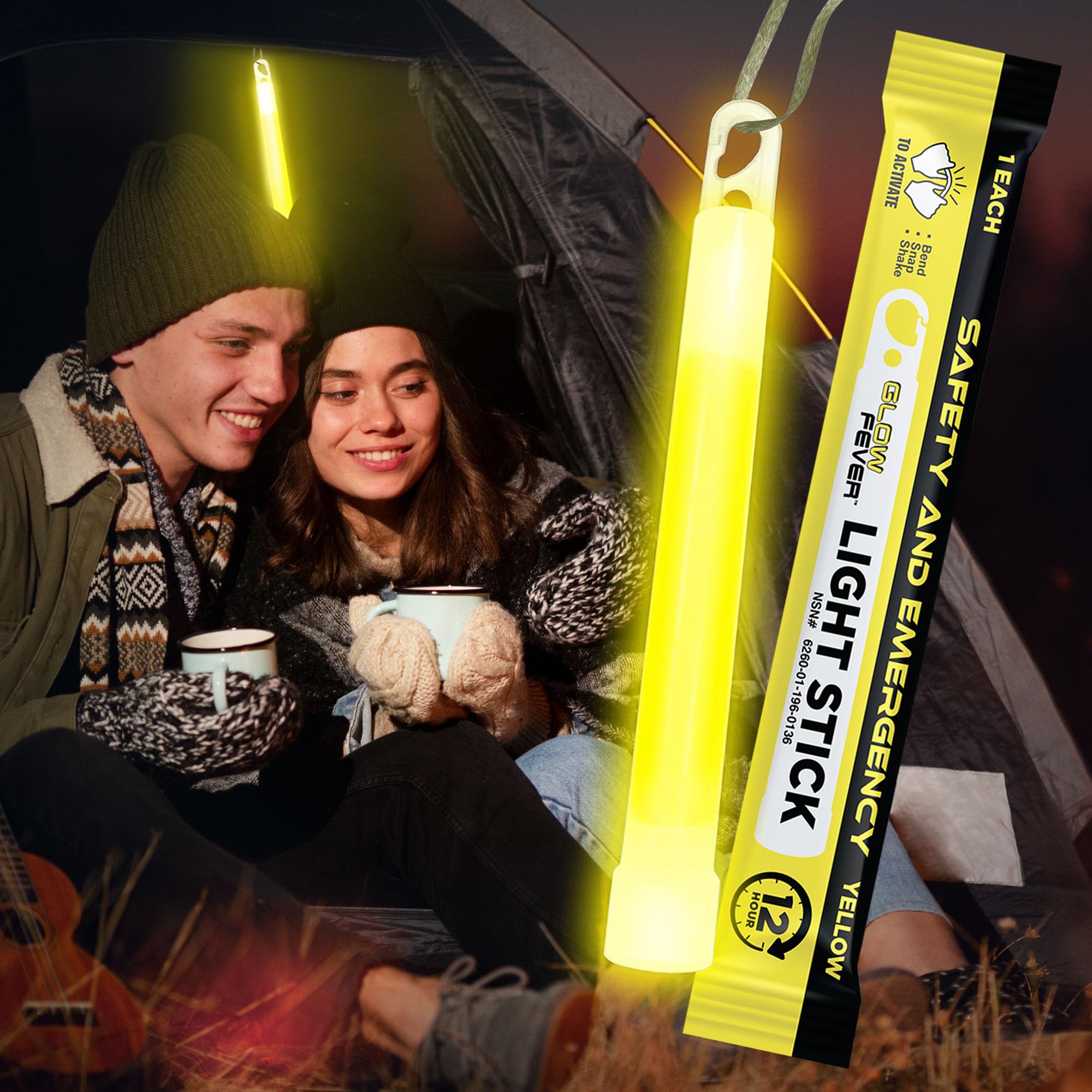 Glow Fever Bastoncini fluorescenti sfusi, bastoncini luminosi militari di sicurezza di emergenza da 15,2 cm, luminosi ultra luminosi con 12 ore di durata per escursioni, feste, campeggio, oscuramento