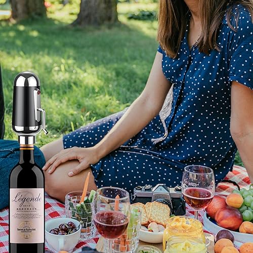 Miniatura 4 de ADWSET - Aireador de vino, decantador eléctrico de vino mejorado, aireador de aire de vino, dispensador de vino con boquilla para entusiastas