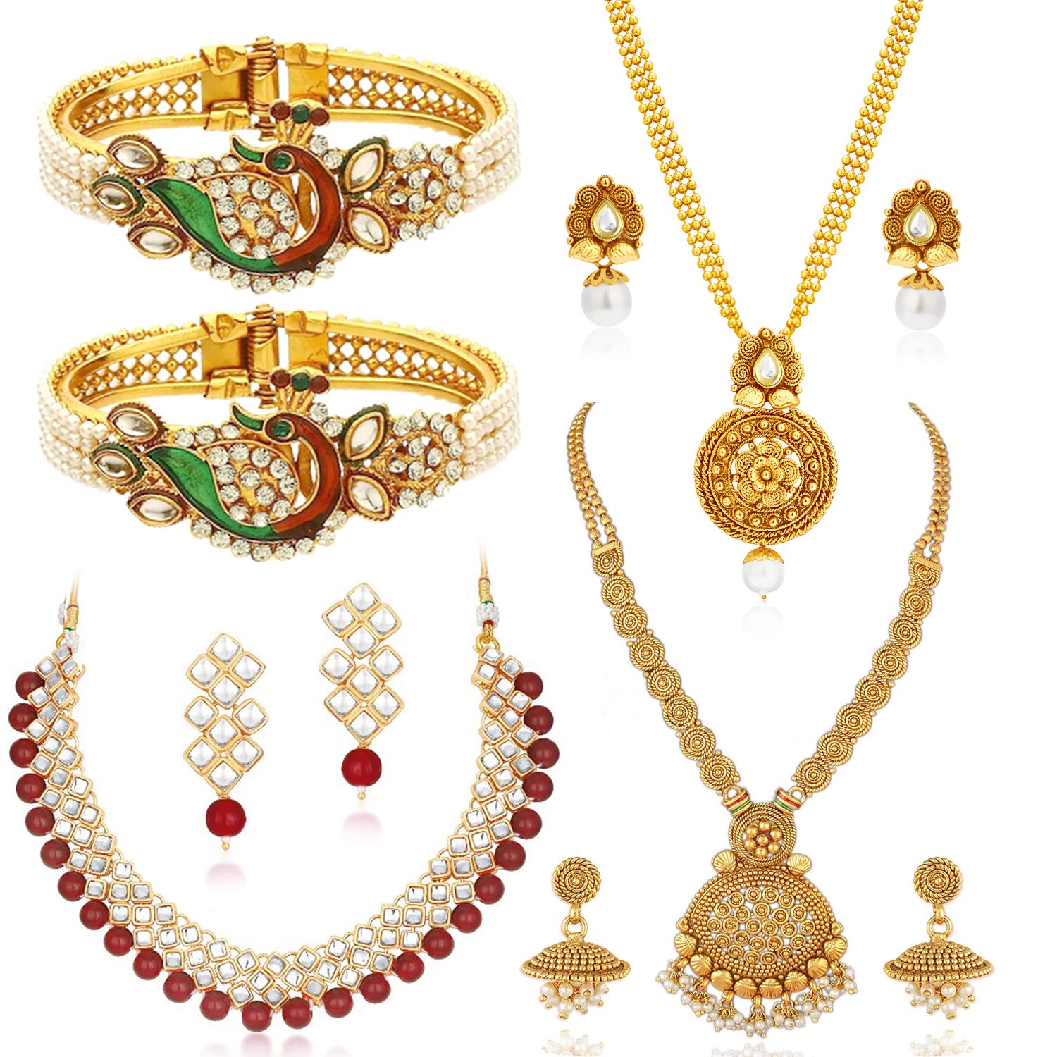 Sukkhi Glossy Gold Plated Combo Necklace Set for Women (CBMIX100905) (B09QS3CZH6) Amazon Price History, Amazon Price Tracker