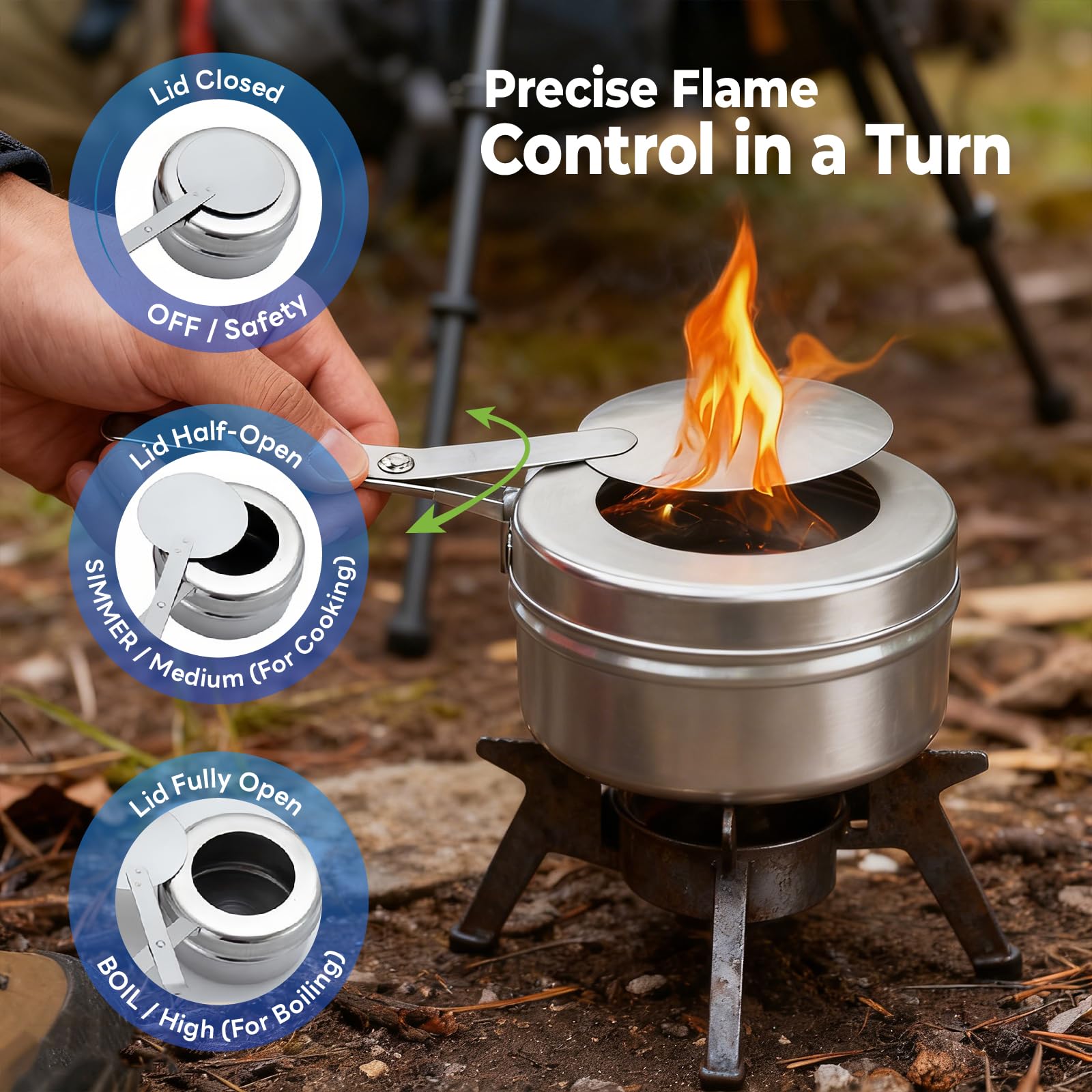 4 Stück Edelstahl Spirituskocher mit Deckel, Abnehmbar Brennpastenbehälter, Tragbar Fondue Brennpaste, Brennpaste für Warmhaltebehälter, Spiritusbrenner für Buffet, Hot Pot, Camping, Wandern