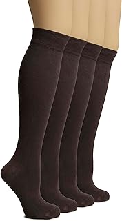 Hugh Ugoli Women's Rayon Derived from Bamboo Knee High Socks Comfort Seam Long Dress Socks, Shoe Size 5-8/8-11, 4 Pairs OEKO-TEX STANDARD 100