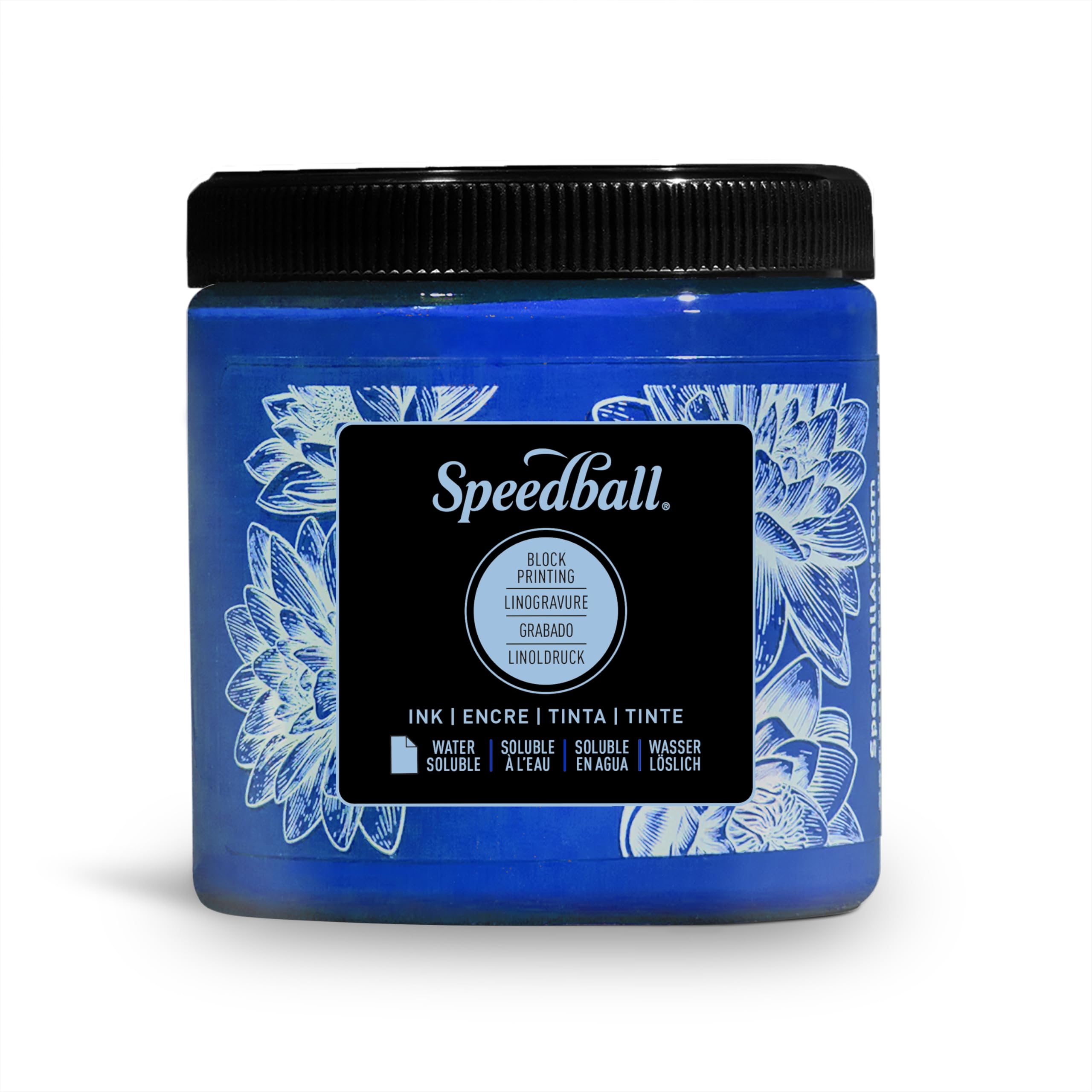Speedball Water-Soluble Block Printing Ink 8oz Blue, Waterproof Relief Printing Ink, Lino, Wood, Soft Block, Printing
