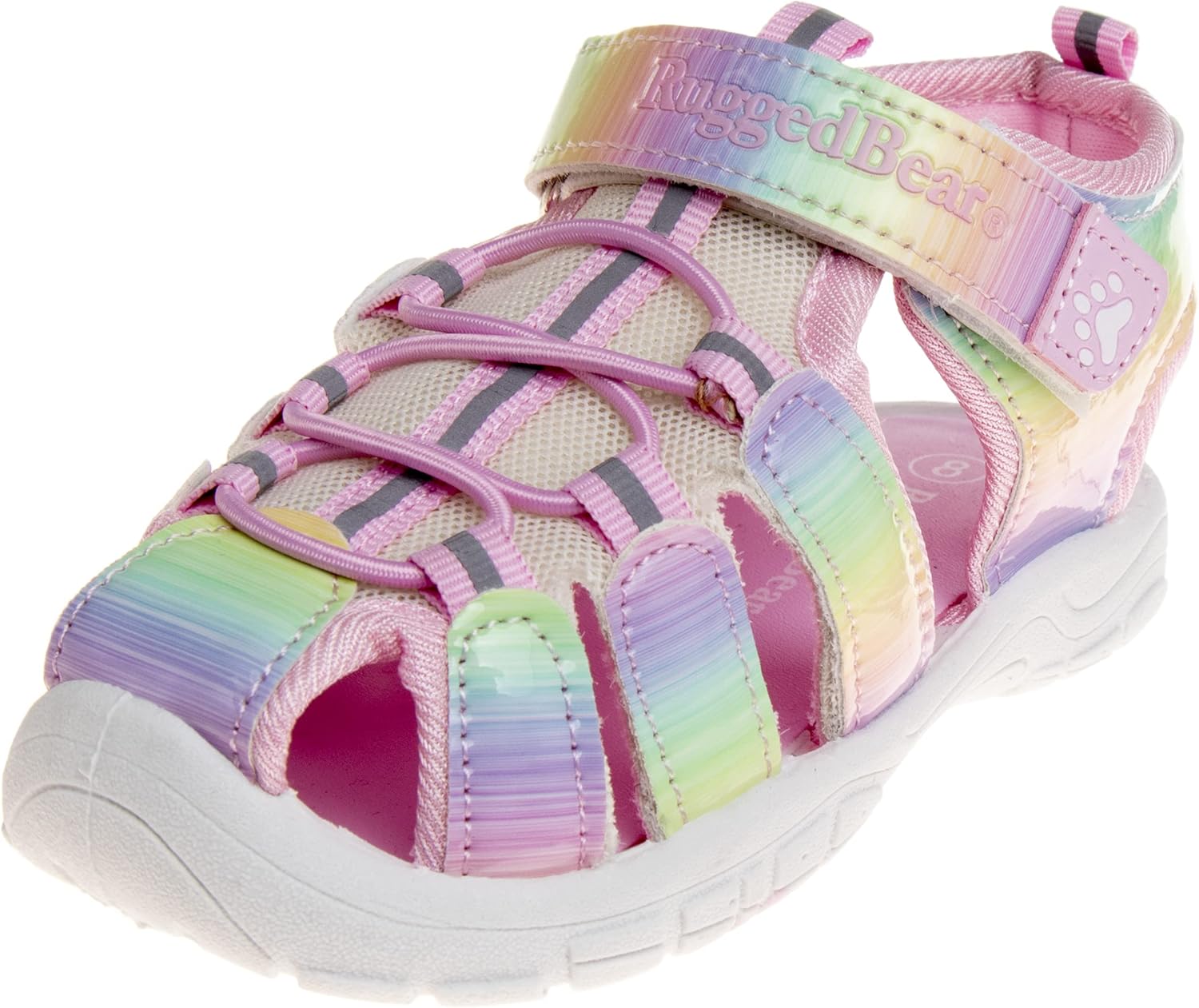 Rugged Bear Kids Girls Closed-Toe Outdoor Sport Water Sandals - beach pool slide adjustable strap shoes athletic summer- Pink Multi (size 5 Toddler)