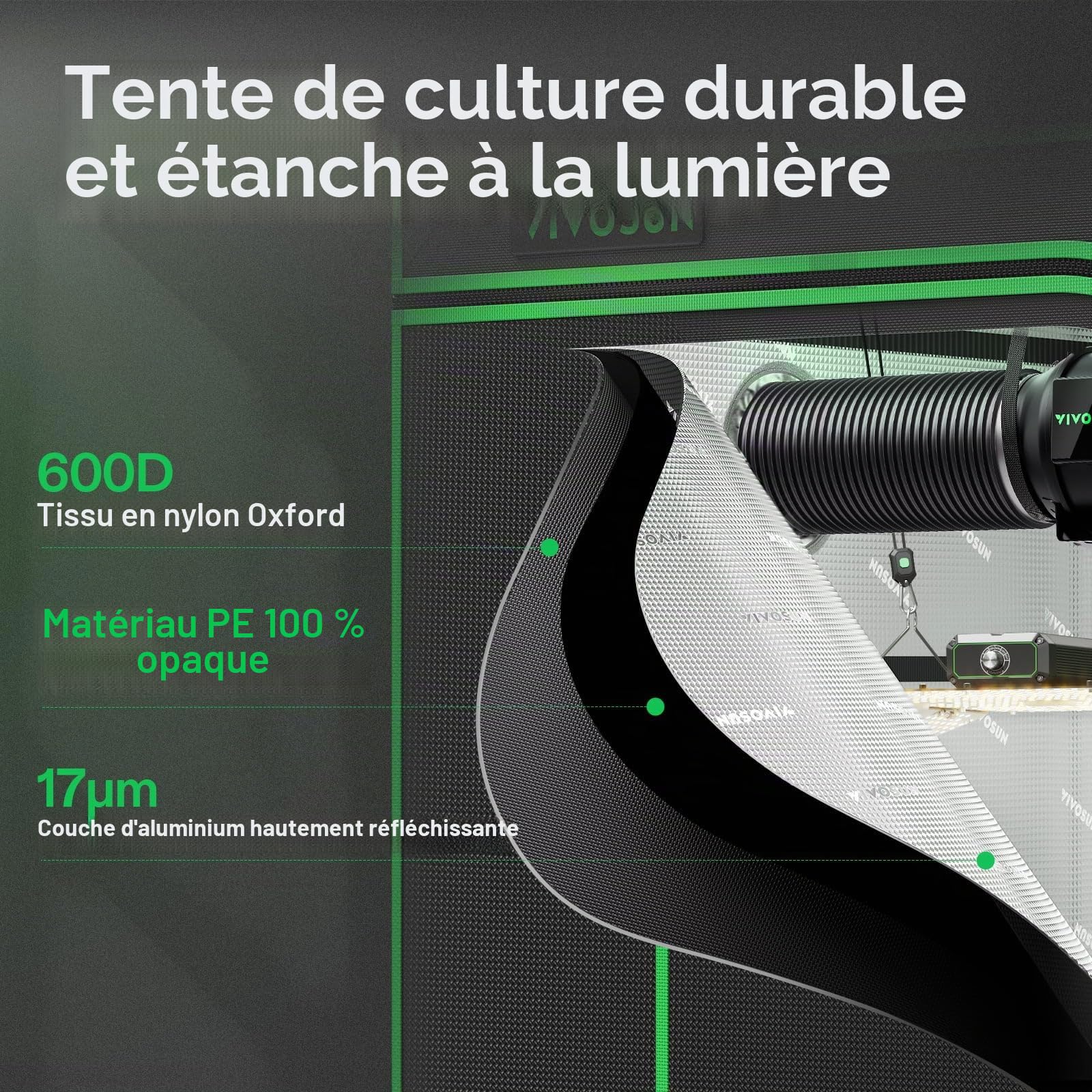 VIVOSUN Kit Tente Culture 80x80x160 cm, LED 150W, GrowHub E42A