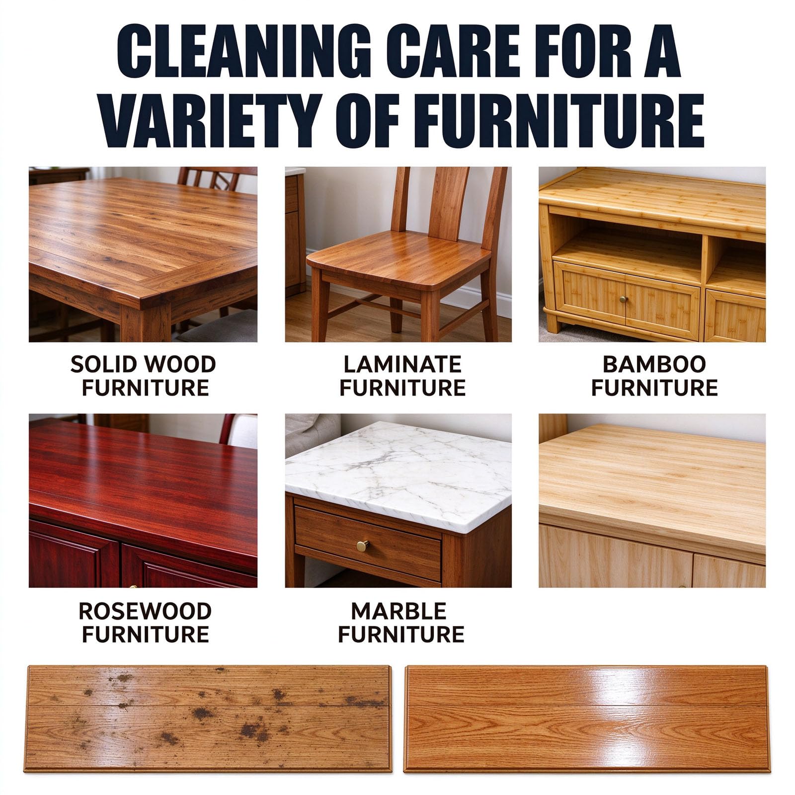 Limpiador de muebles de alta calidad, limpiador de suelos y pulido para madera, laminado de madera dura e iluminador de bambú, removedor de manchas de azulejos de cerámica y mármol, evita el secado y