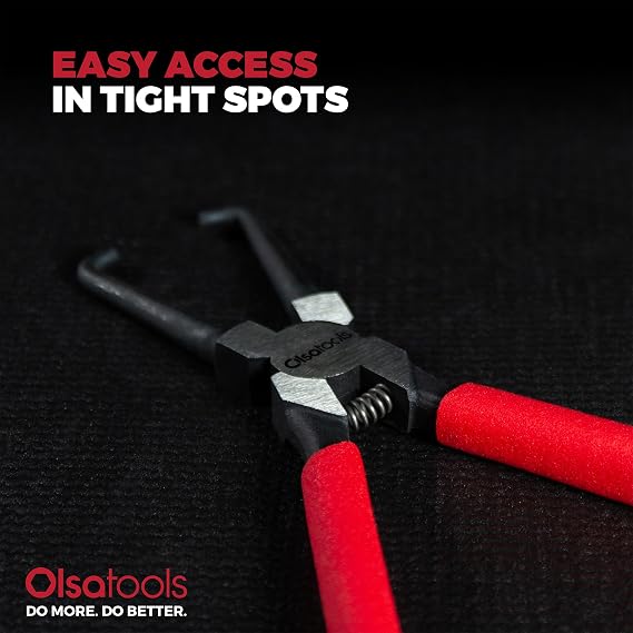 Olsa Tools Electrical Disconnect Pliers - 8 Inch Push Tab Connector Removal Tool - One Hand Locking Tab Release Pliers for Automotive Connectors - Compact Design for Tight Spaces - Part: 1817