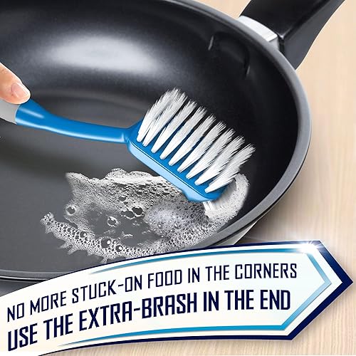 Miniatura 5 de Juego de 4 cepillos de cocina con mango largo antideslizante para limpieza, fregador, lavavajillas, platos, botellas, popotes, tazas, ollas y