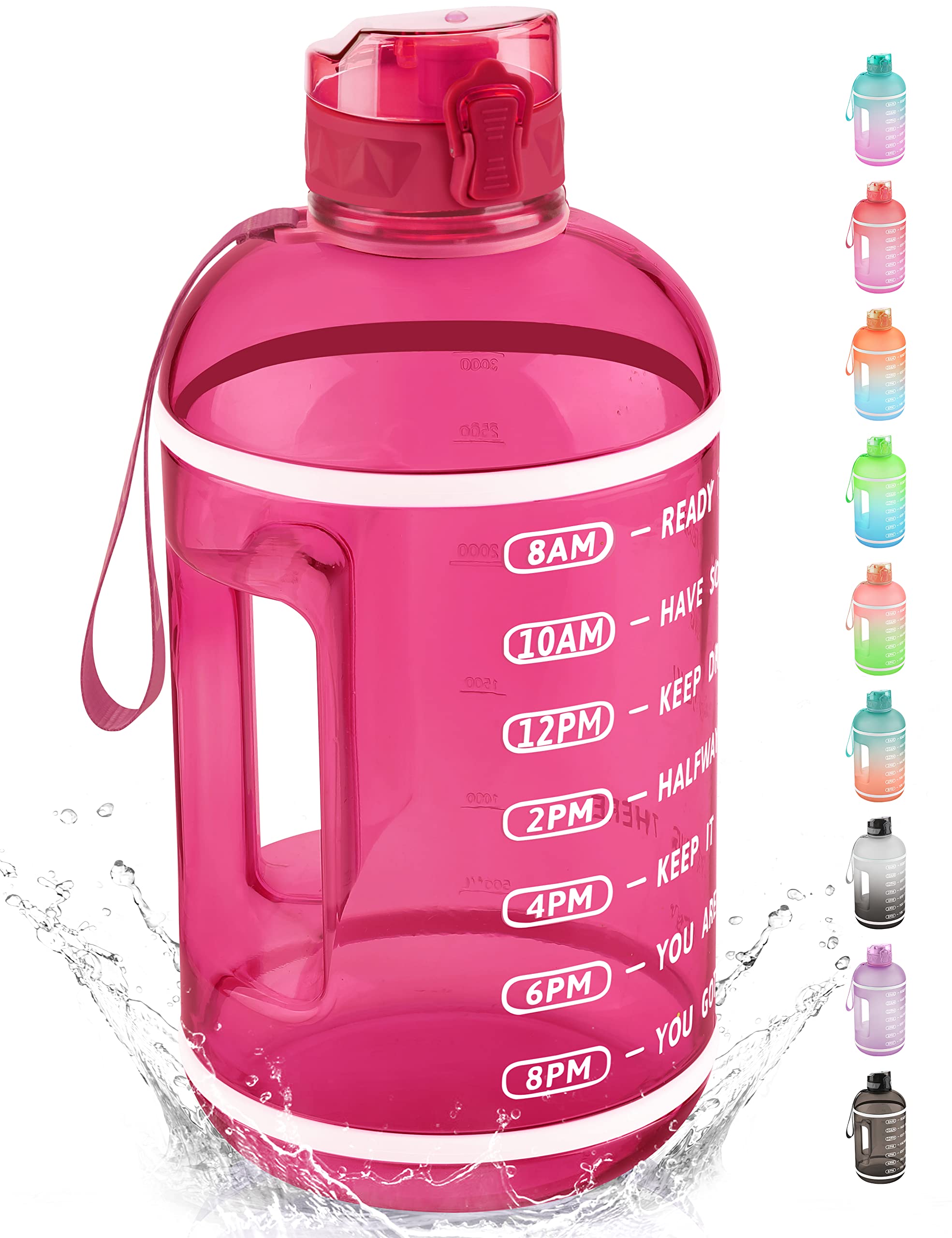 KEEPTO 1 Gallon Water Bottle with Straw-Motivational Water Jug with Time Marker