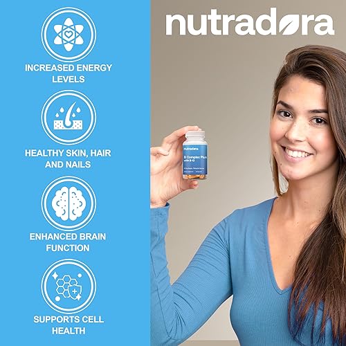 Miniatura 3 de Nutradora Vitaminas del complejo B para mujeres y hombres, suplemento del complejo de vitamina B para la salud celular, crecimiento de glóbulos