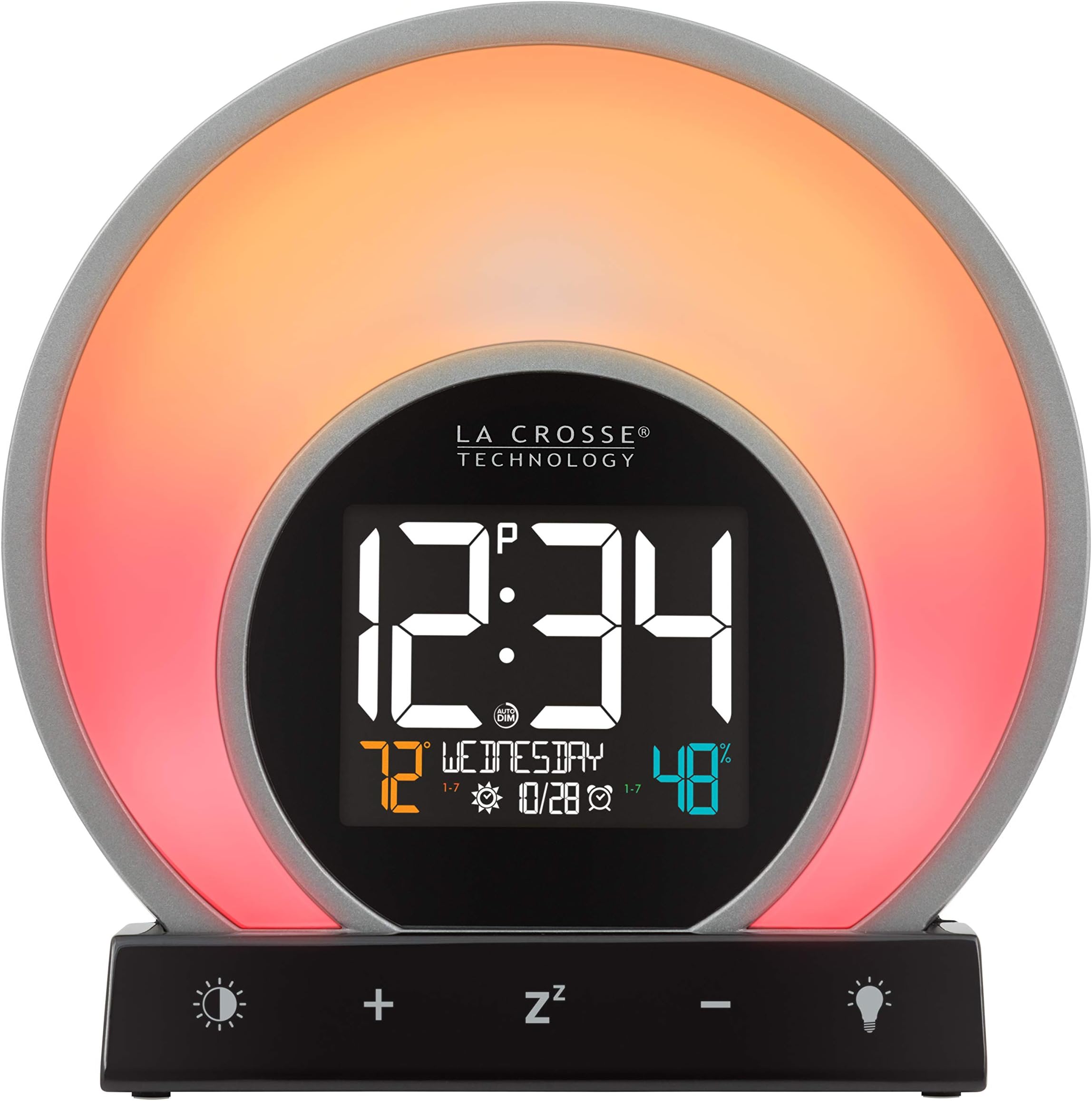 La Crosse Technology Soluna C79141 Mood Light Alarm Clock with Temperature & Humidity, Black, 6.81" L x 2.69" W x 6.71" H