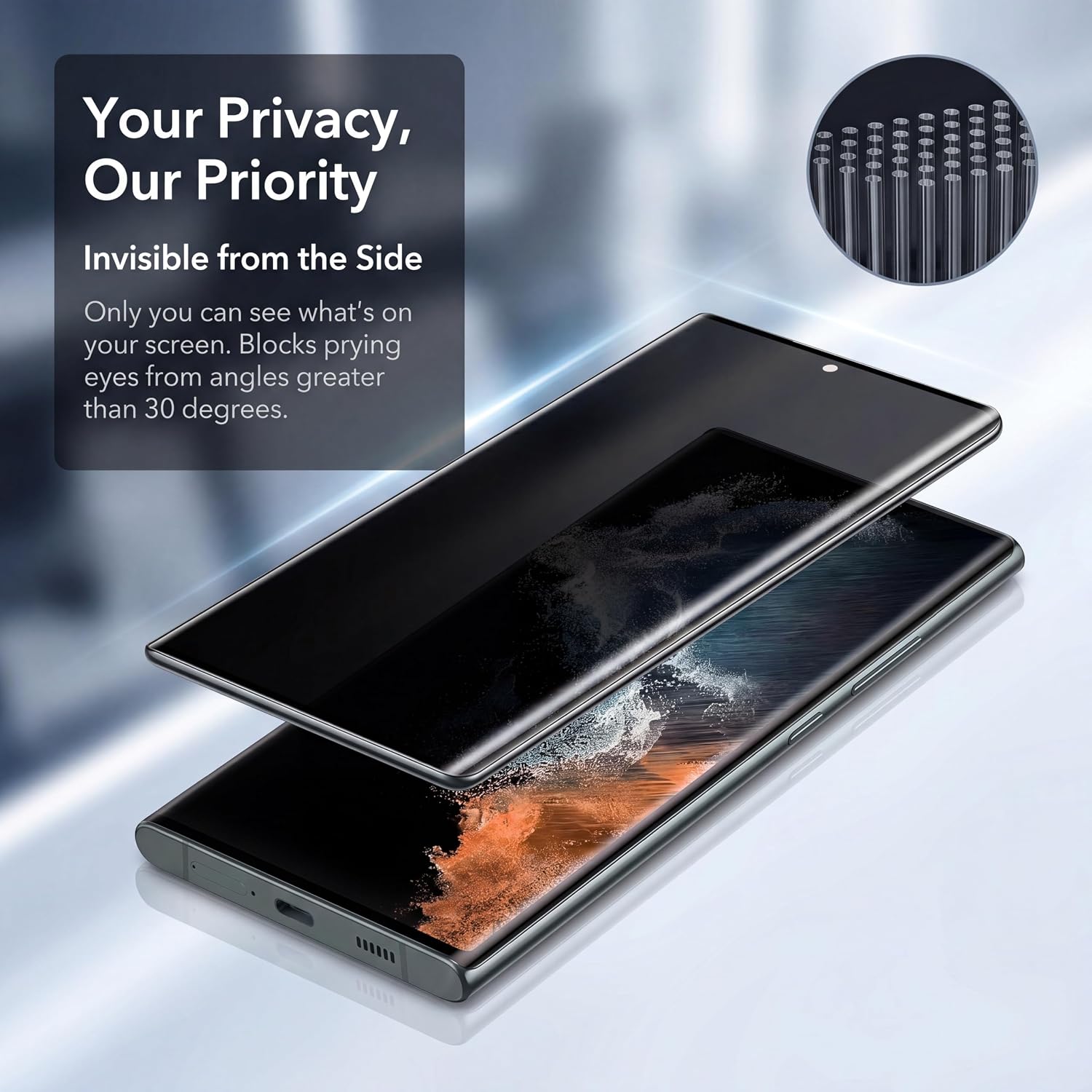 2 Pack Galaxy S23 Ultra Privacy Screen Protector [Anti-Spy Tempered Glass] [Fingerprint Unlock Support], Anti-Scratch, Bubble-Free, Easy Install 9H Protective Glass for Galaxy S23 Ultra (6.8 Inch) image 3