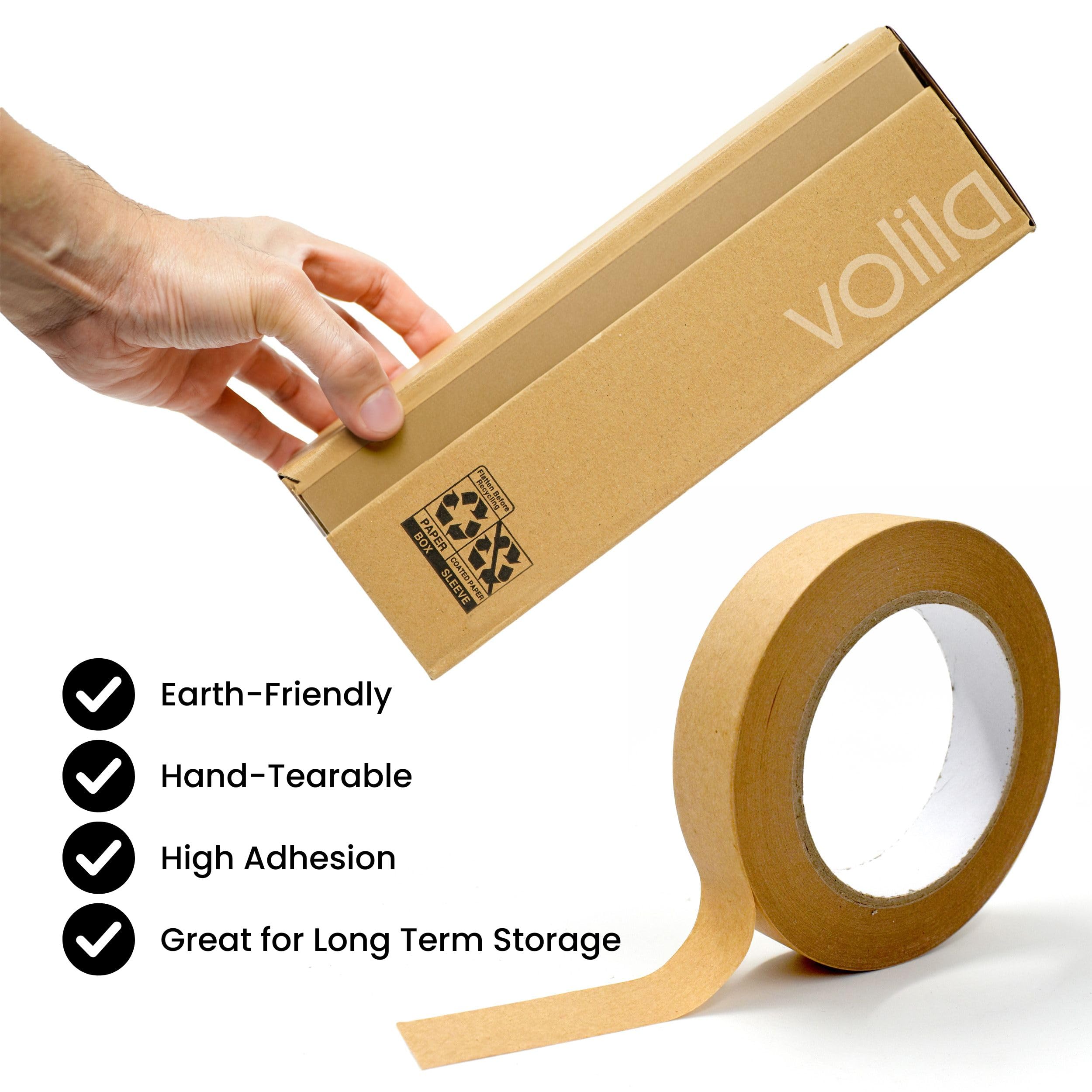 ADHES Braunes Kraftpapierband 24mm X 50m - Umweltfreundliches Paketklebeband 6 Rollen