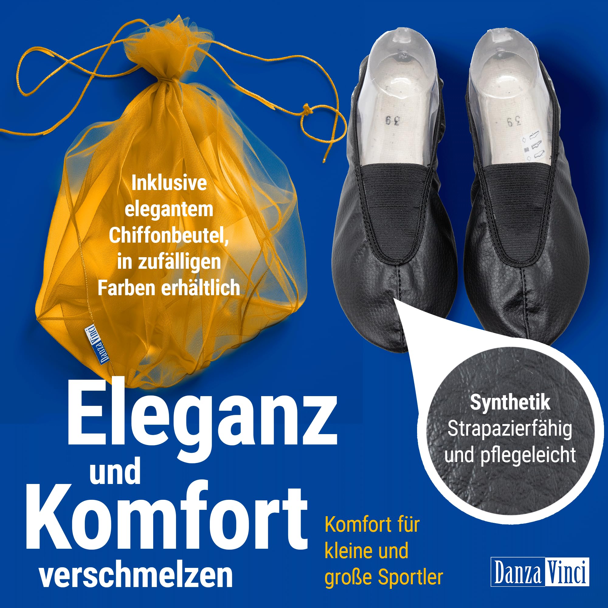 Bundle Bleyer Turnschläppchen 841 Sprint mit Chiffonbeutel, Schläppchen aus Synthetik für Kinder und Erwachsene, Gymnastikschuhe rutschfest