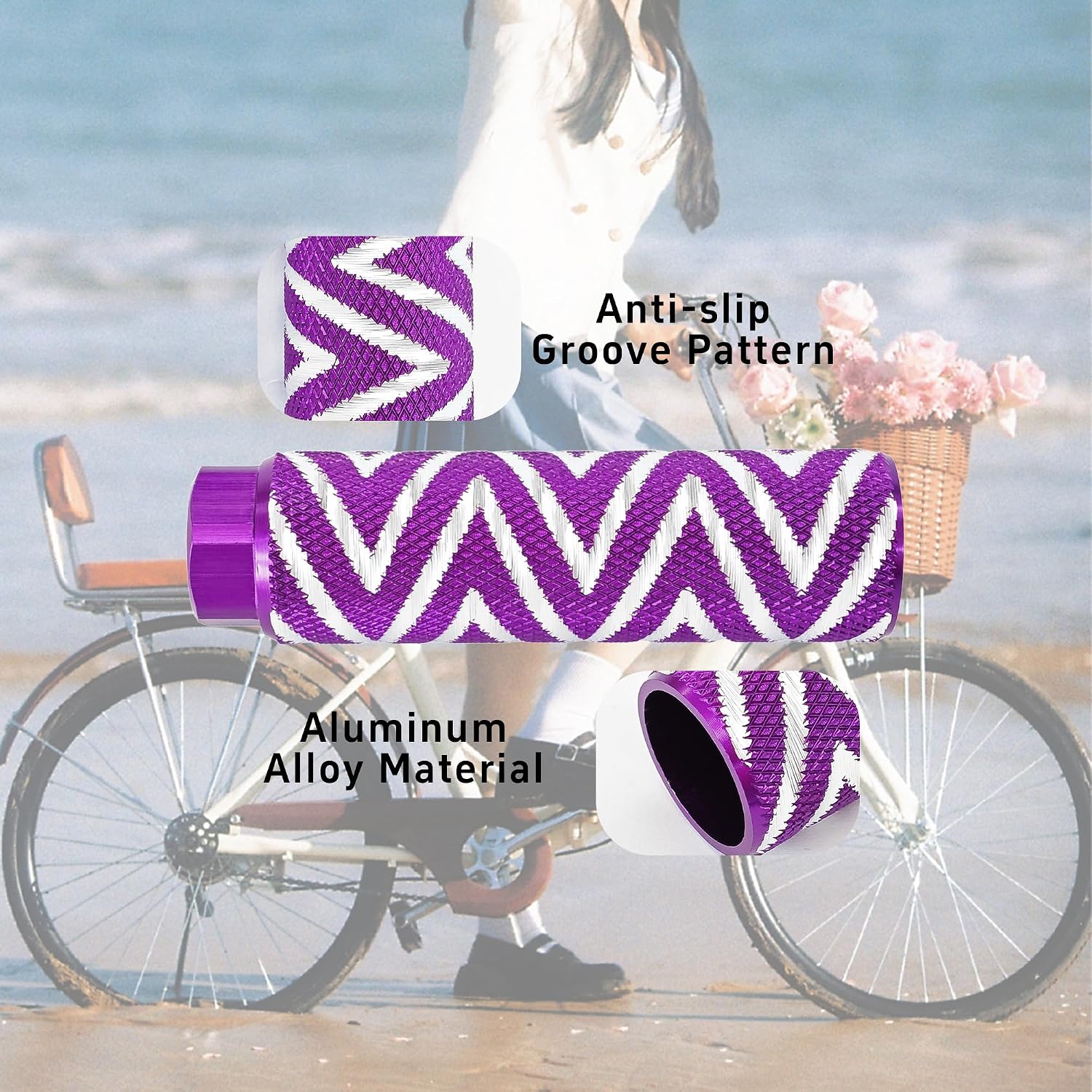 2PCS Aluminum Alloy Bike Pegs, Non-Slip Anti-Skid Foot Stand for 3/8 Inch Axles BMX Mountain Dirt Bike Cycling Rear Stunt Pedal Bicycle Accessories (Purple)