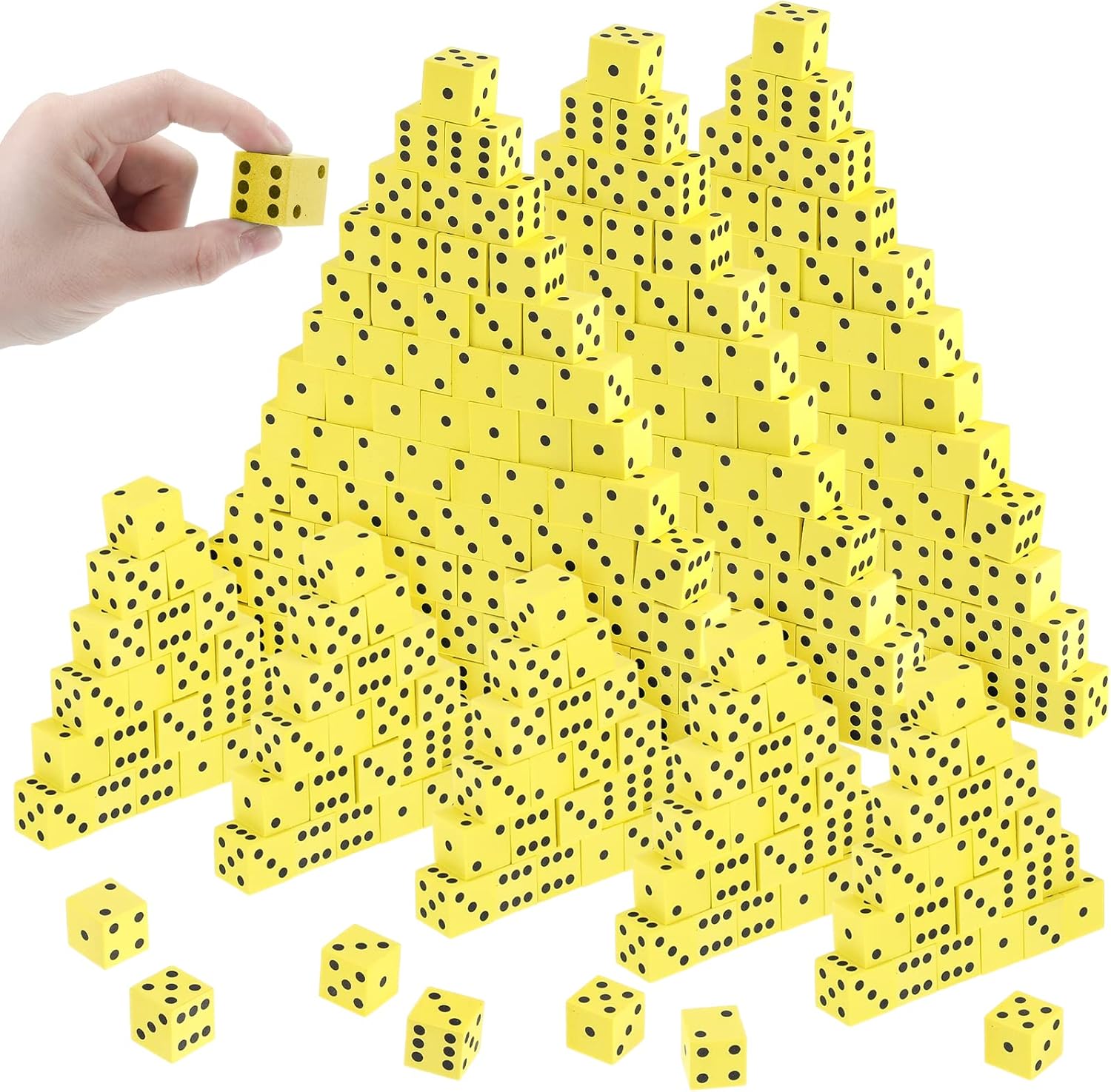 Libima 300 Pcs Foam Dice Set 0.79 Inch Small Yellow Dot