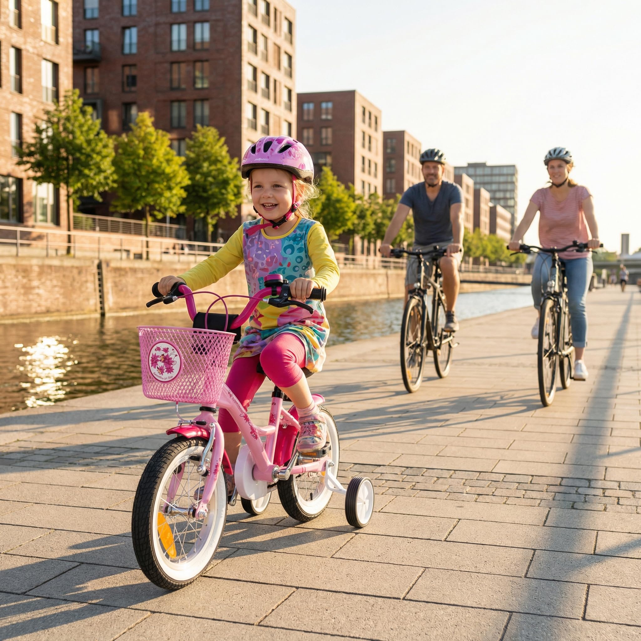 PROMETHEUS BICYCLES Kinderfahrrad ab 3 Jahren - Mädchenfahrrad 12 Zoll Kinder Fahrrad Mädchen Fahrrad Kinder mit Stützräder Rücktrittbremse in Rosa