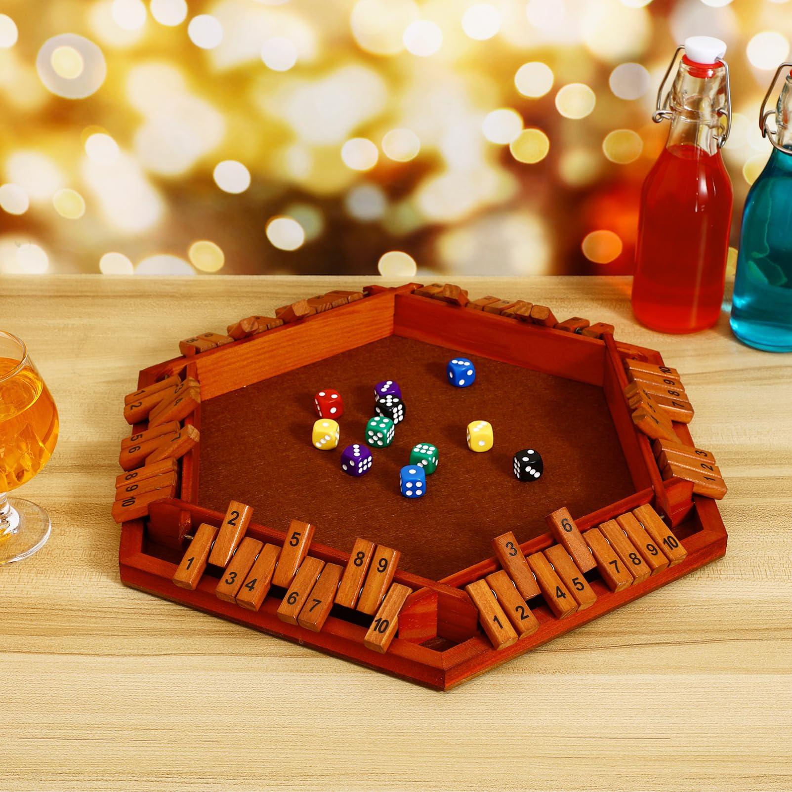 Juego de Mesa de Madera Dados y Números para Fiestas