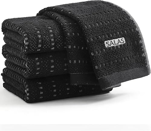 Miniatura 8 de SALAS Toallas de cocina para cocina, toallas de mano de algodón a granel, paños de cocina a cuadros de 390 GMS para secar platos con lazo para 4