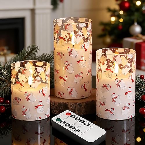 Miniatura 13 de Eywamage Juego de 3 velas LED sin llama de cristal gris ahumado con control remoto, parpadeantes que funcionan con pilas Gris,Verde,Oro,Claro,Rojo