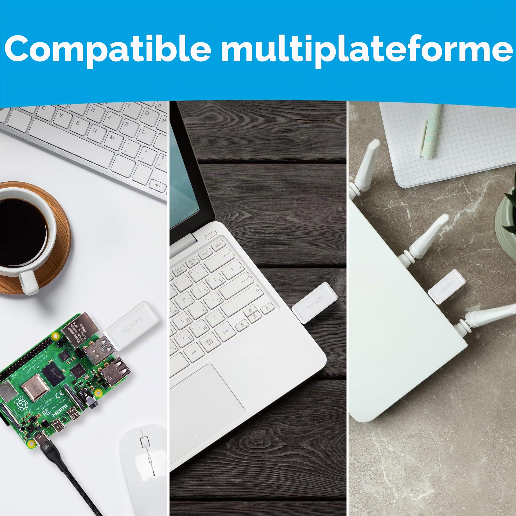 Z-Stick 10 Pro - Adaptateur USB Zigbee 3.0 et Z-Wave 800 Series - Fonctionne avec HomeAssistant - Zigbee2MQTT - Contrôleur Z-Wave - Longue portée - Portée sans fil jusqu'à 1,6 km - Sans nuage