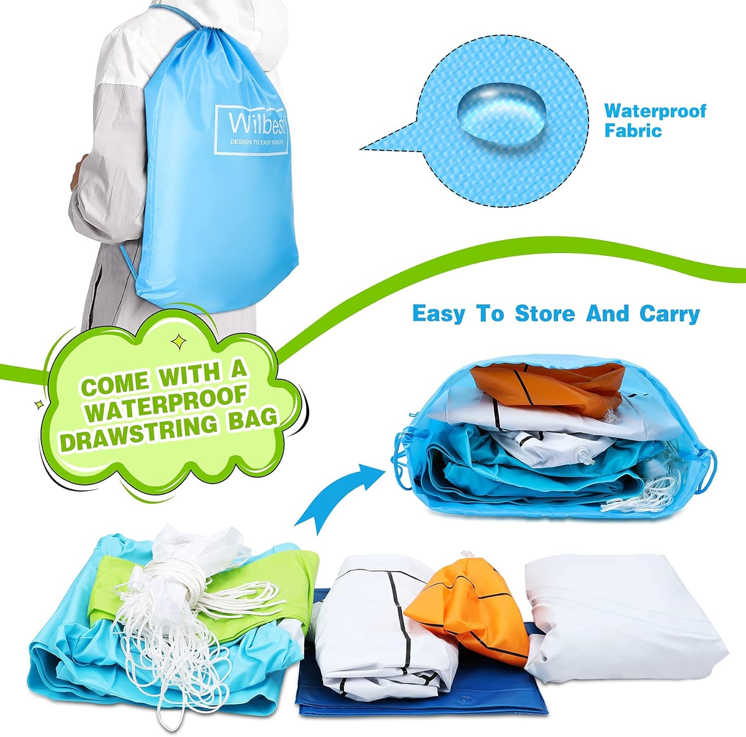 Wilbest Pool Volleyball Set, 120'' Larger Inflatable Pool Float Set Include Volleyball Net & Basketball Hoops Shark Design Swimming Pool Toy Pool Volleyball Game for Kids and Adults (120'' x 43''): Toys & Games