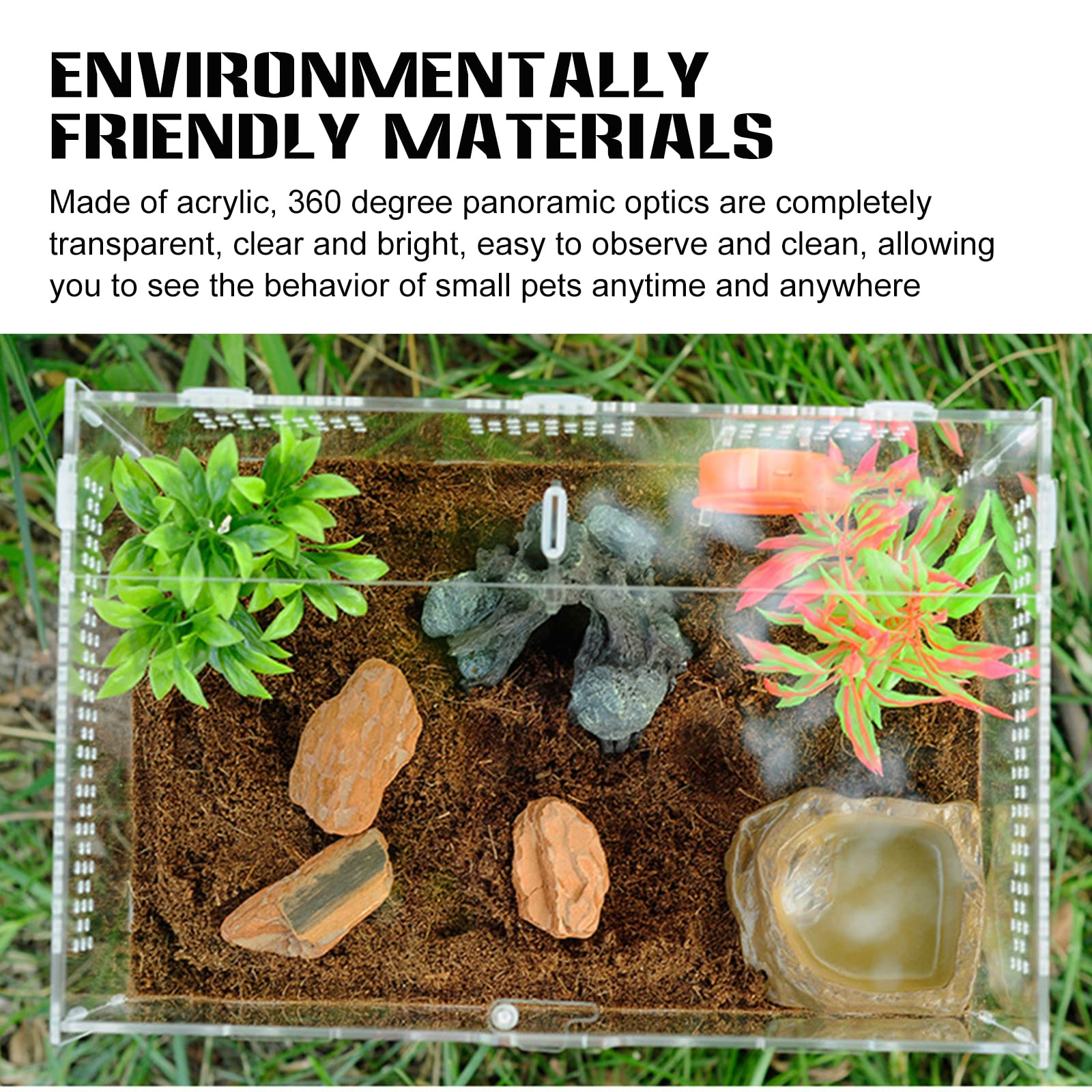 Nizirioo Acrylique Boîte D'alimentation D'insectes: 20cmx12cm x 12cm Boîte D'élevage De Reptiles, 360 ° Transparent Boite Portable Terrarium Insecte, Terrarium Phasme pour Animaux de Compagnie Rampant