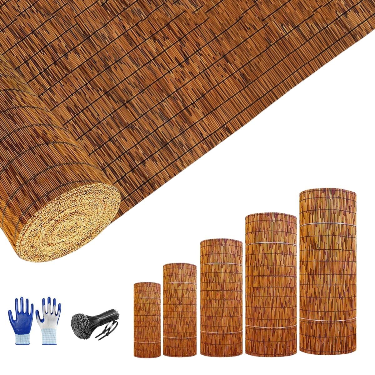Privacy Screen Garden Natural Split Read Fence 50cm-170cm Hand-Woven Read Screening for Garden Natural Window Roller Blind Outdoor Bamboo Shades(140x150cm)