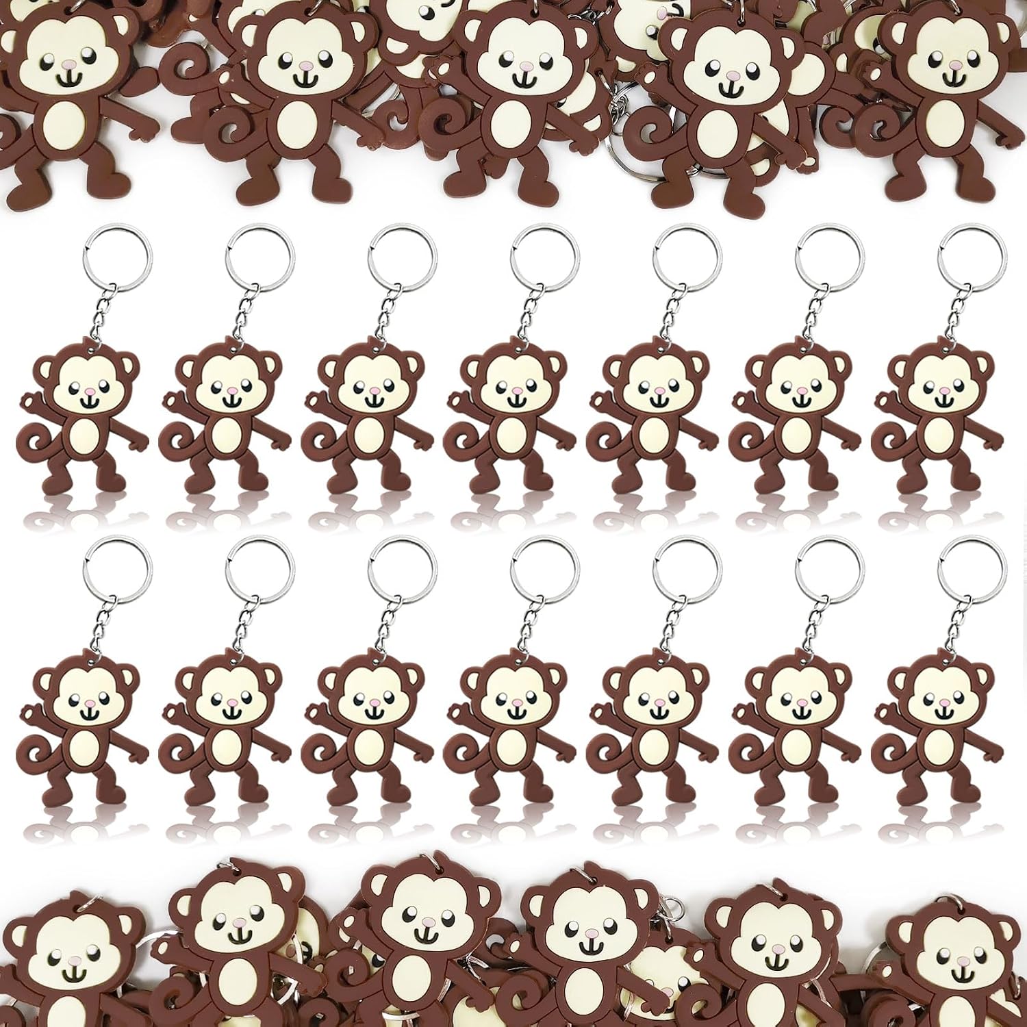 40 Pack Monkey Keyring Pack Party Favor for Monkey Lover, Guest Return Gift, Wild Animal Themed Party, Baby Shower, Birthday