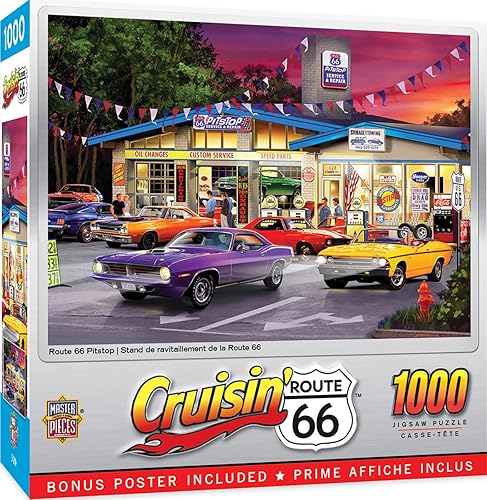 MasterPieces Cruisin Route 66 - Rompecabezas de 1000 piezas de colección