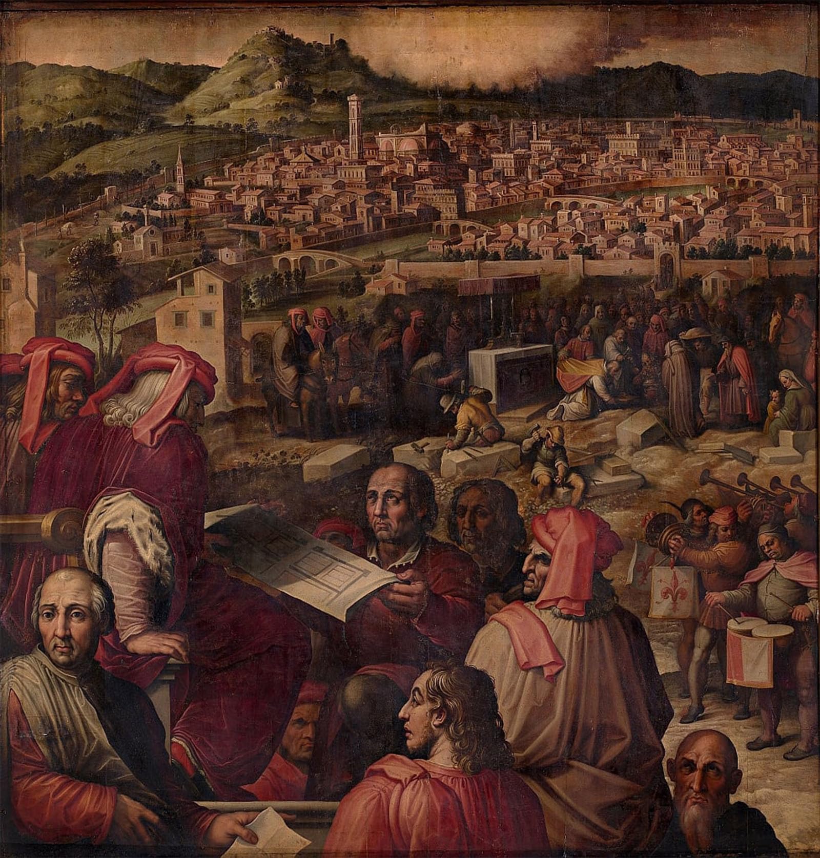 POSTERIIk Vintage Print Pop Art Landscape Artwork Arnolfo Di Cambio Shows the Plan to Enlarge Florence by Giorgio Vasari Art Prints for Office Home Decor 60x90cm