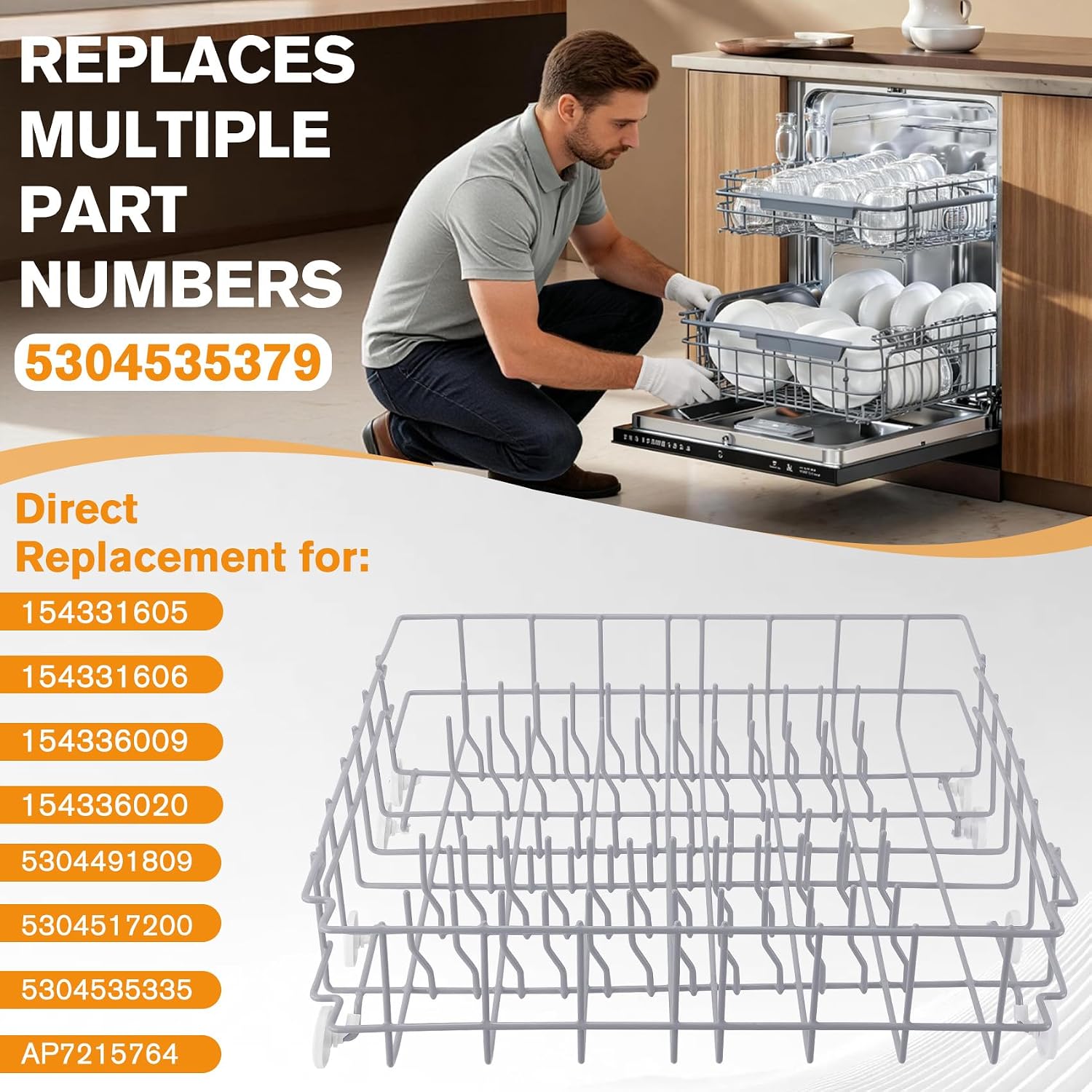 5304535379 Replacement Lower Rack for frigidaire kenmore dishwashers