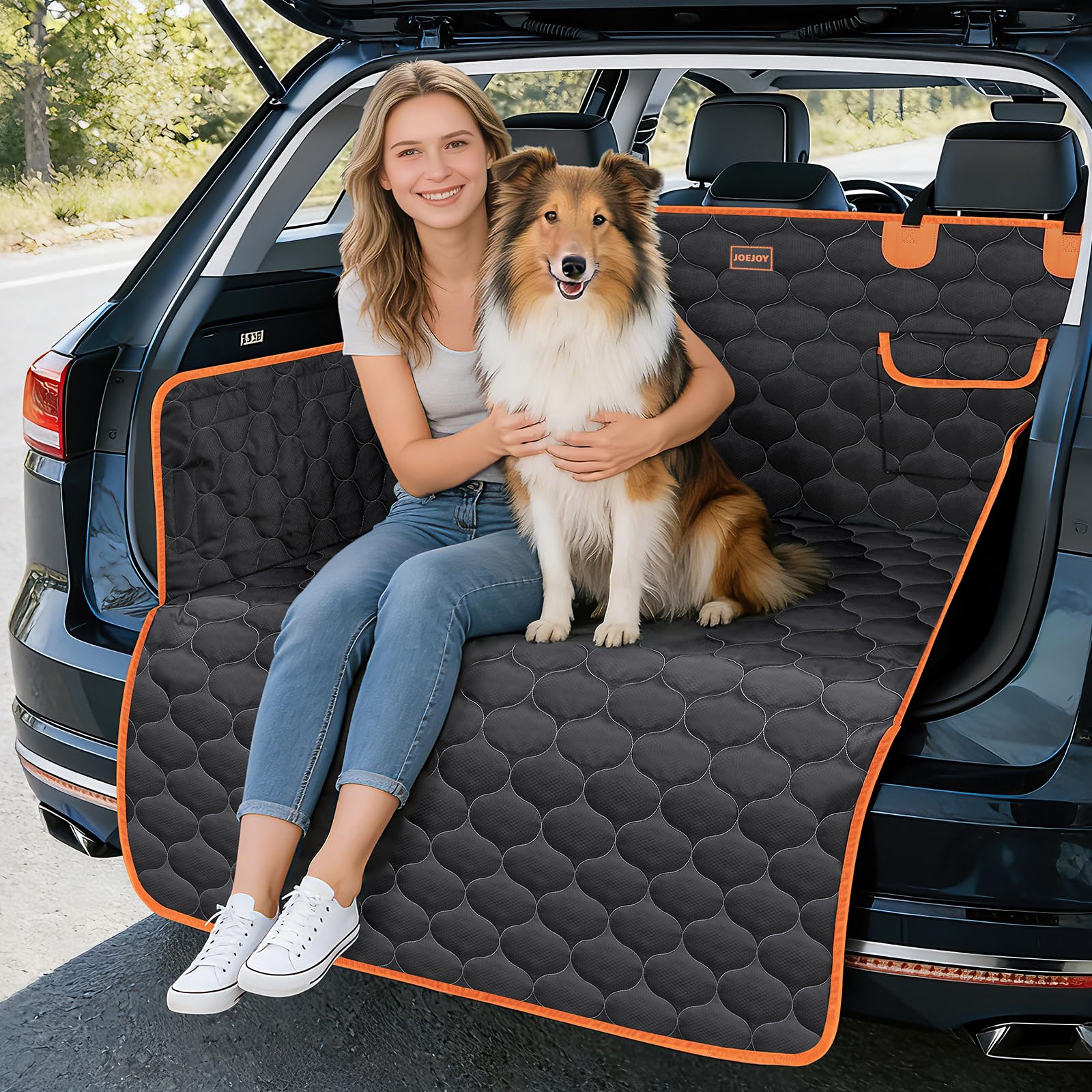 JOEJOY Protection Coffre Voiture Chien, Universel Housse Voiture Chien avec Protection Latérale, Imperméable Anti-Rayures, Entretien Facile