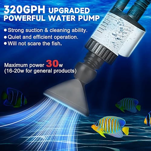 Miniatura 2 de idellette Kit de sifón limpiador de grava para acuario, 6 en 1, herramientas de limpieza automática de peceras multifuncional, cambiador de agua,