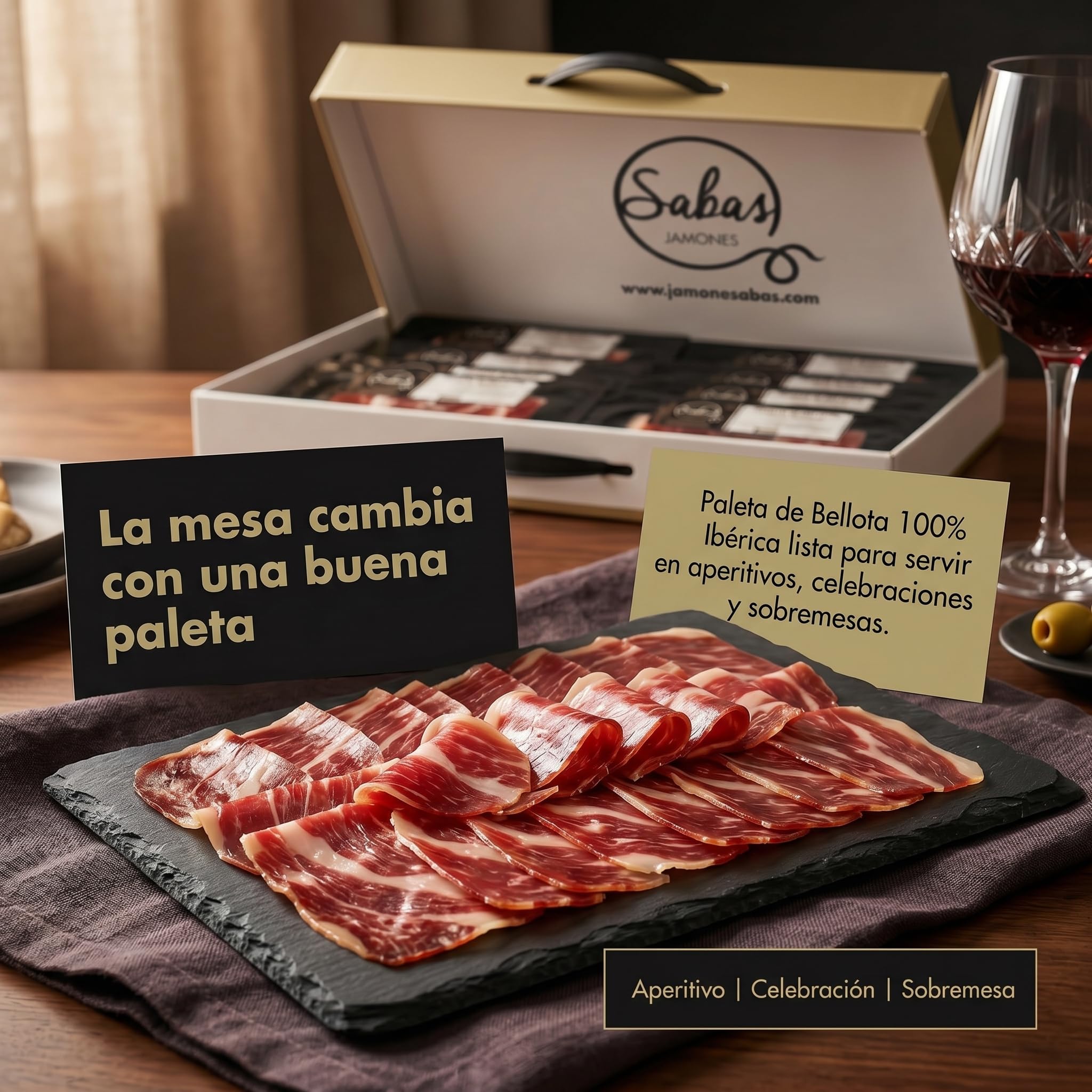 Paleta de Bellota 100% Iberica Cortada a Cuchillo Estuche 10 Sobres 100 g | 2 Taquitos 2 Piquitos de Pan Premium Producto Español Dehesa Aperitivo Cena Navidad Lote de regalo