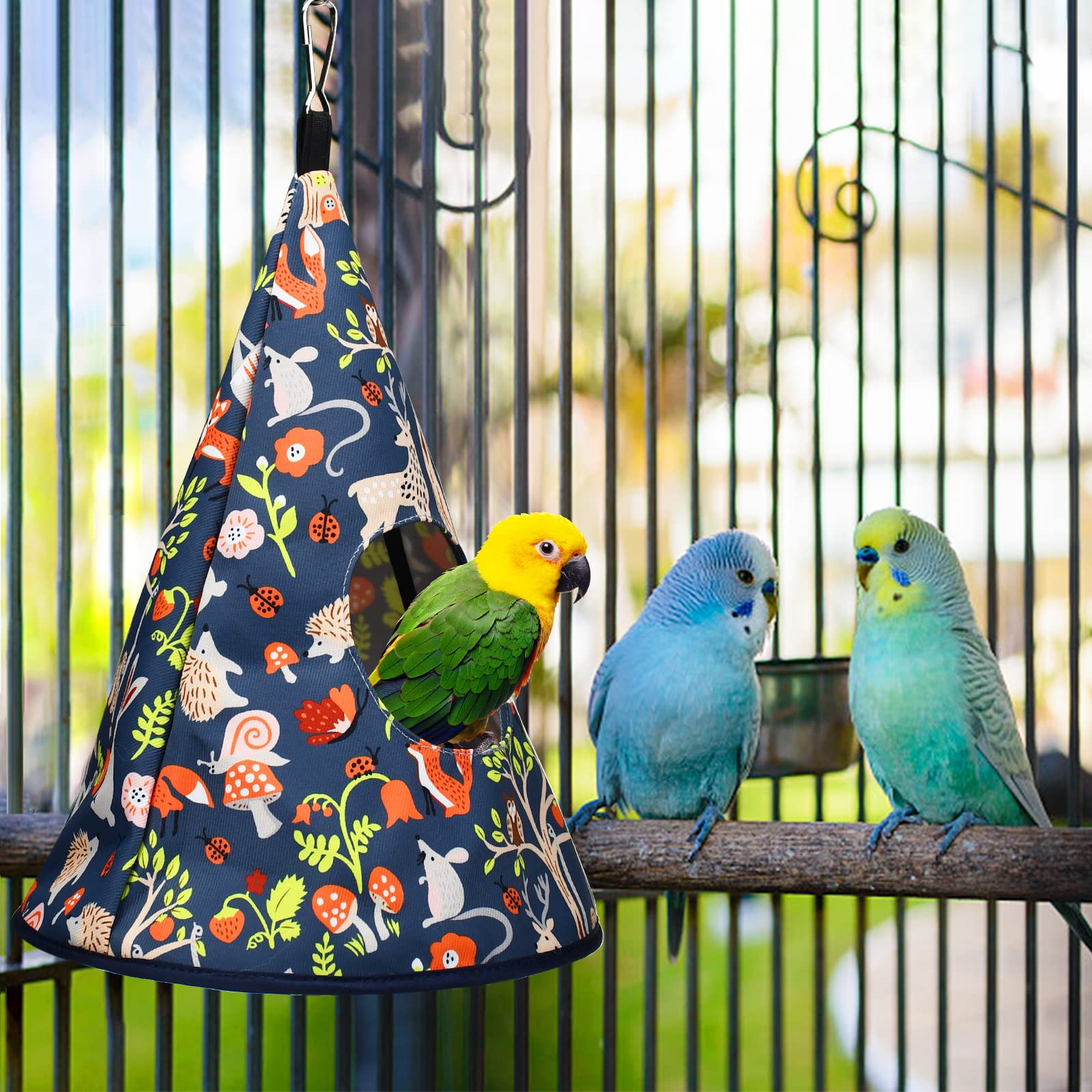 Cama de nido de pájaros para todas las estaciones, hamaca colgante para pájaros, cama para dormir, loro, cama escondite, tela de poliéster, lavable para periquitos, cacatúas, periquitos, periquitos,