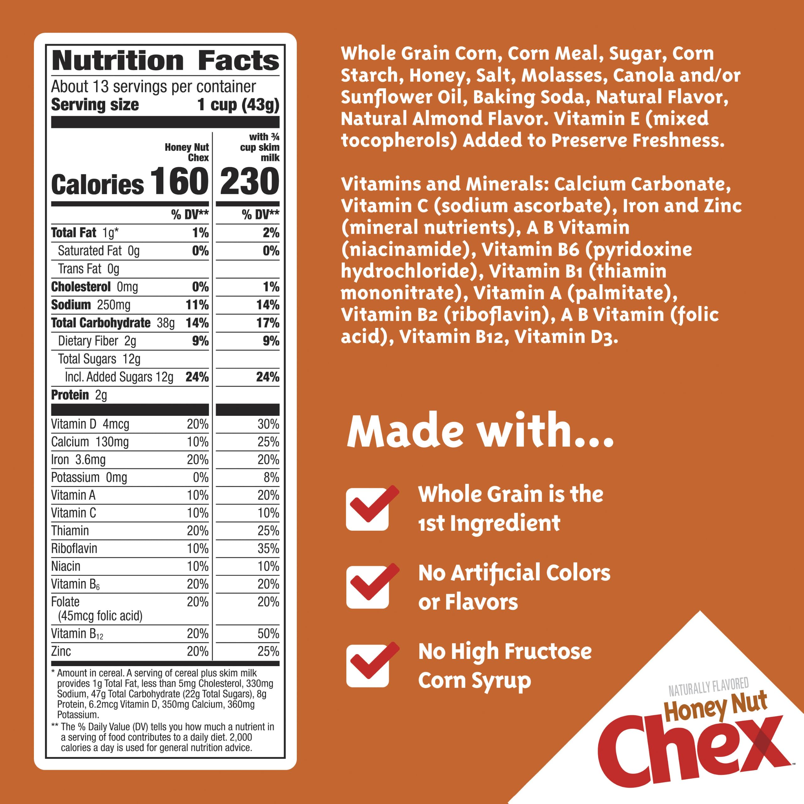 Chex Breakfast Cereal, Nueces de miel, sin gluten, 19.6 oz