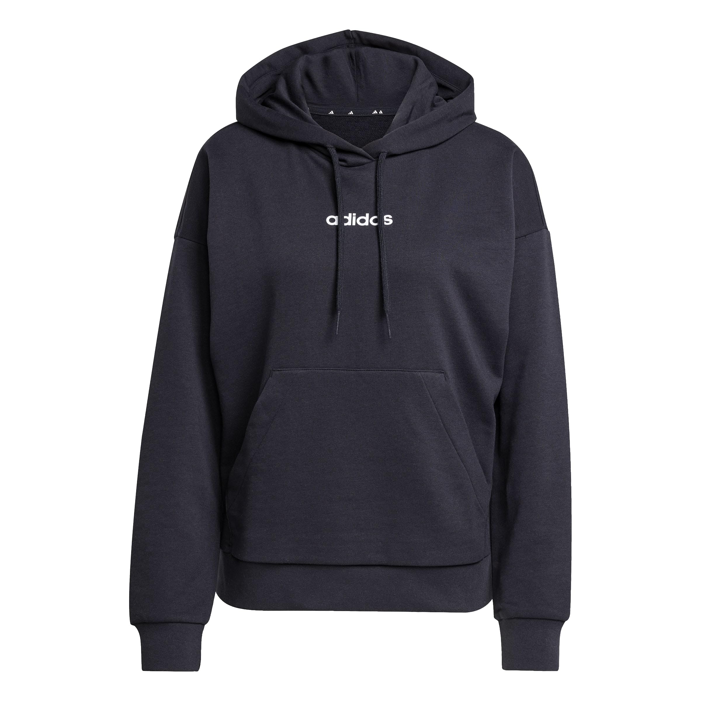 adidas Women's Essentials Linear French Terry Hoodie Sweatshirt, black/white, XS