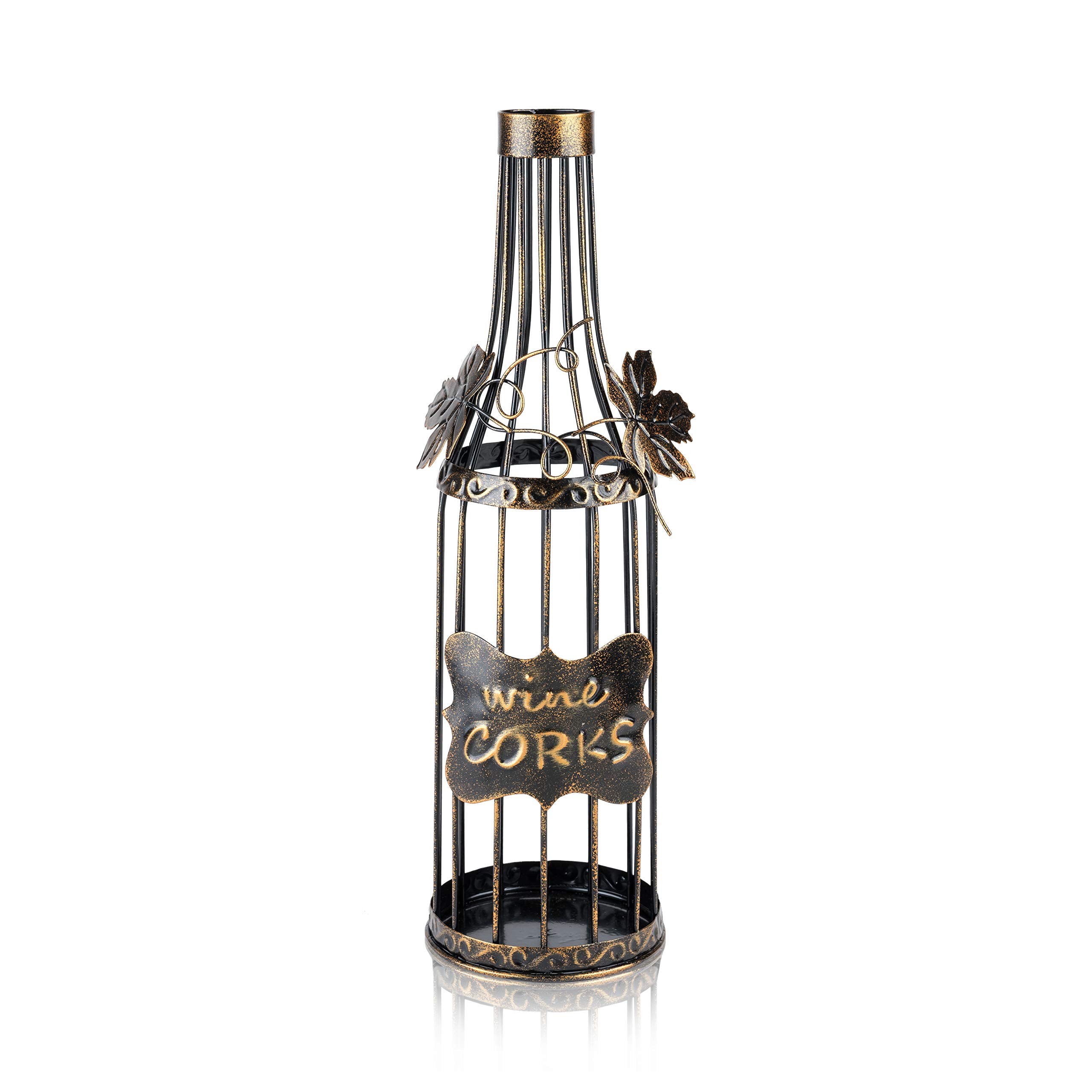 Rustic Metal Wine Cork Holder - Holds 60 Corks, Bottle-Shaped Decor For Kitchen Or Dining