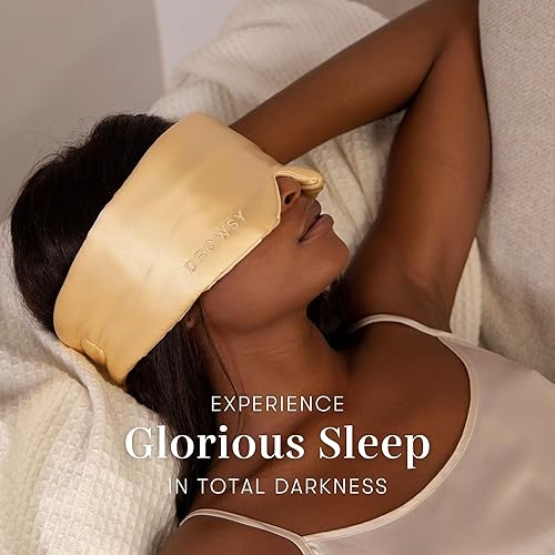 Miniatura 2 de DROWSY Máscara de seda para dormir. Capullo de seda acolchado para un sueño de lujo en la oscuridad total (L'Amour Gold)