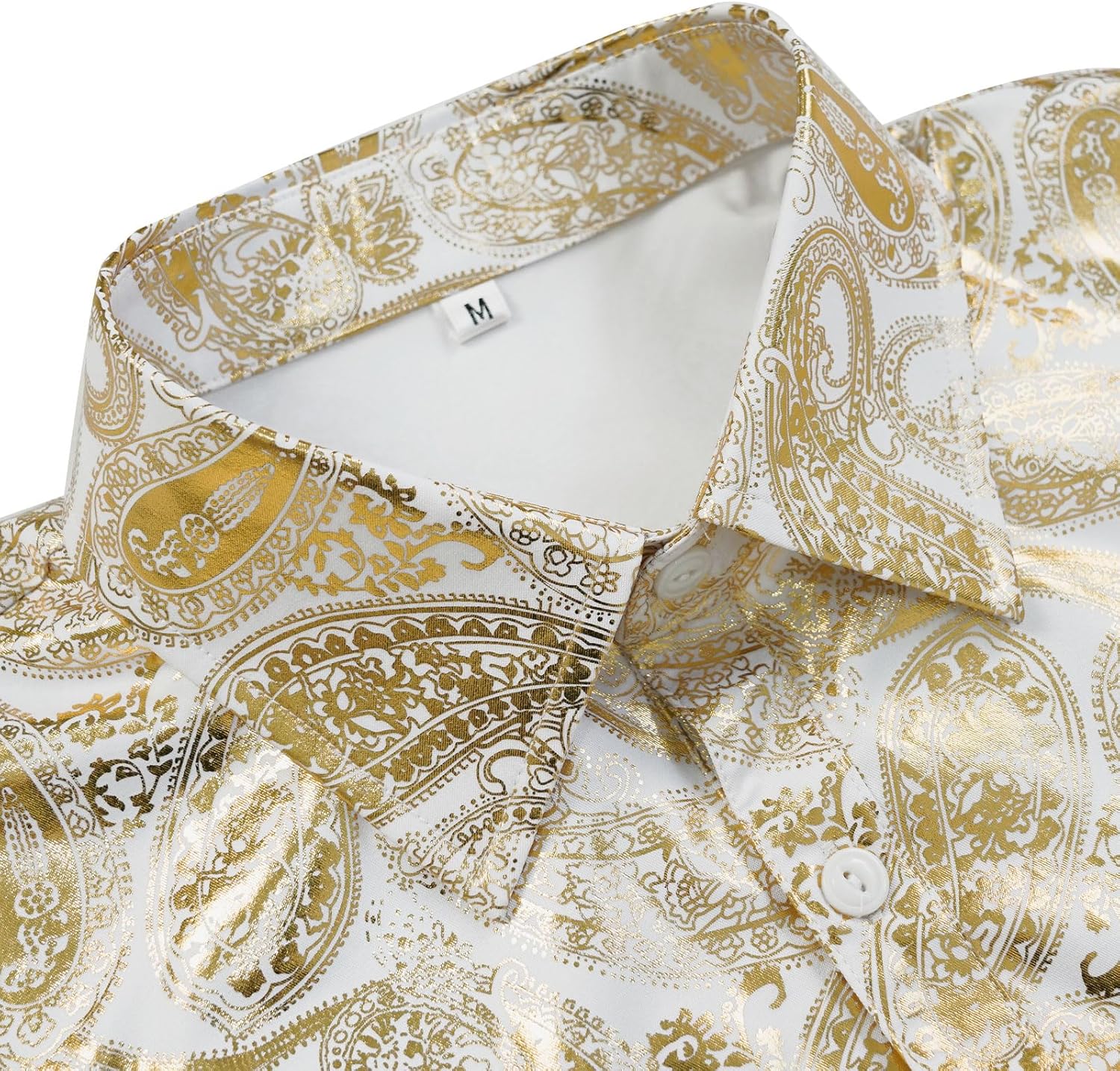 Men's 70s Disco Shirt Paisley Retro Floral Top Long Sleeve Casual Party Dress Shirts - Image 6