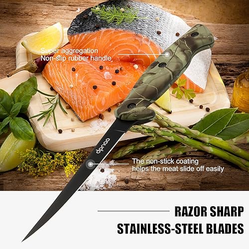 Miniatura 2 de DPNAO Cuchillo de filete de pesca de 6 a 8 pulgadas, cuchillos de nivel profesional para filetear cocina de deshuesadohoja de acero inoxidable