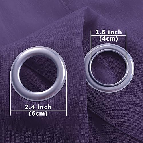 Miniatura 6 de KOUFALL - Cortinas translúcidas de imitación lino con ojales (2 paneles)