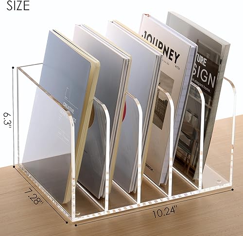 Miniatura 2 de SANRUI Organizador de archivos de acrílico, soporte transparente para archivos, organizador de escritorio para organización y almacenamiento de